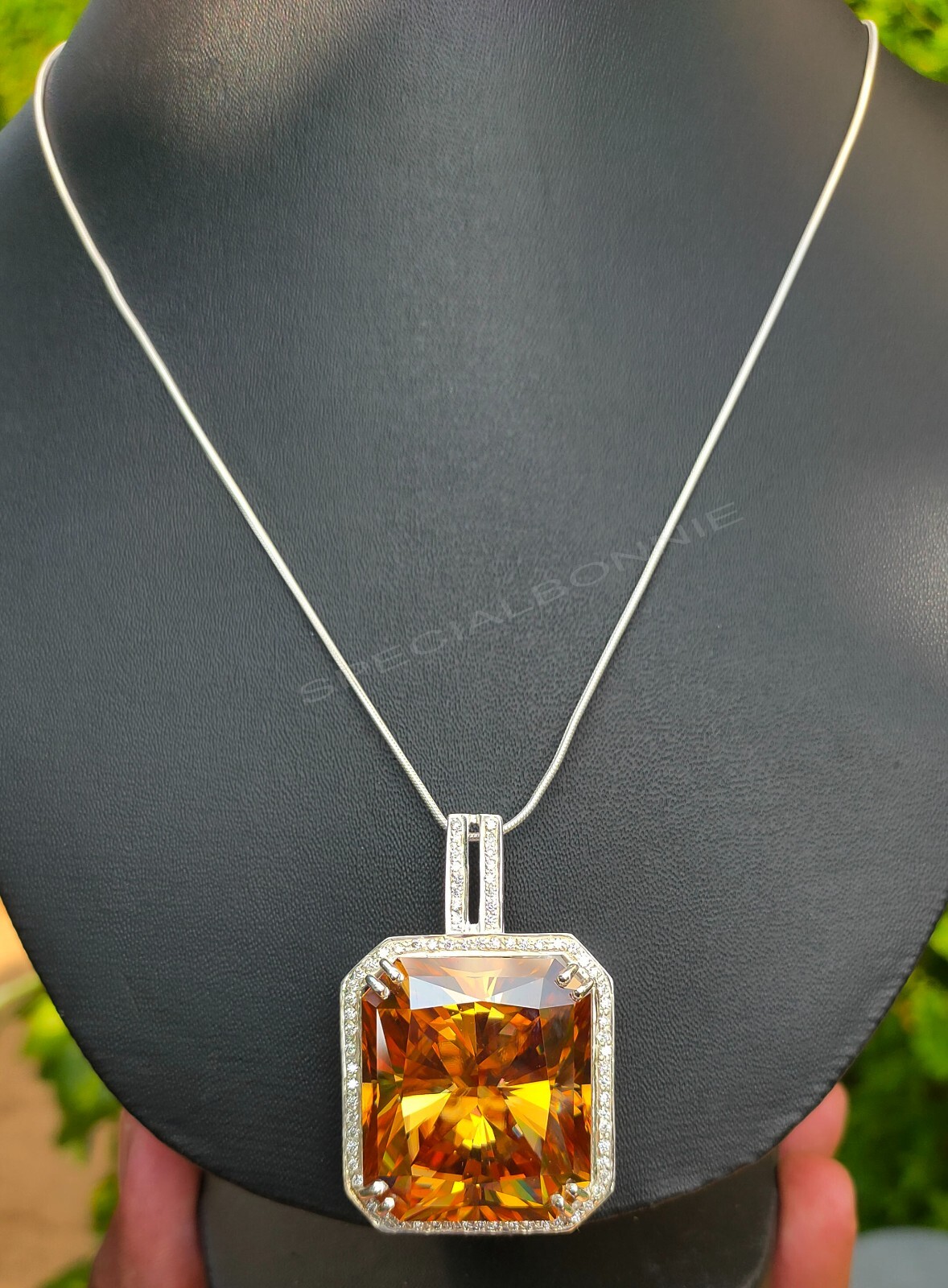 HUGE 82.50 Certified Champagne Diamond Solitaire Pendant- FREE Diamond Studs