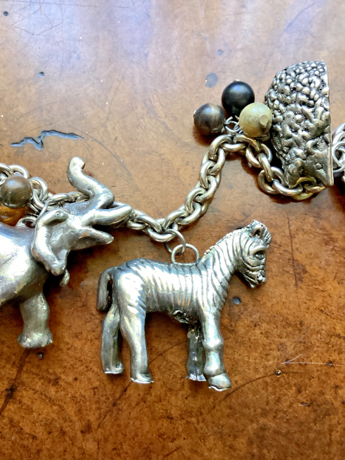 Susan Cummings Endangered Species African Animal Charm Necklace 19″ Sterling