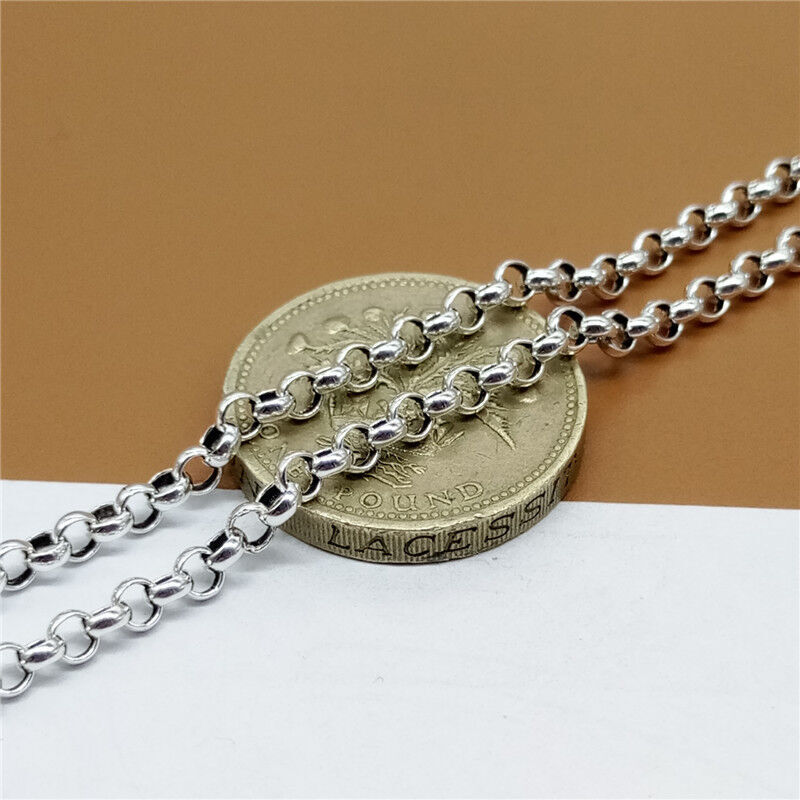 Sterling Silver Rolo Chain Necklace 3.5mm 4mm 5mm 6mm 8mm 18 20 22 24 26 28″