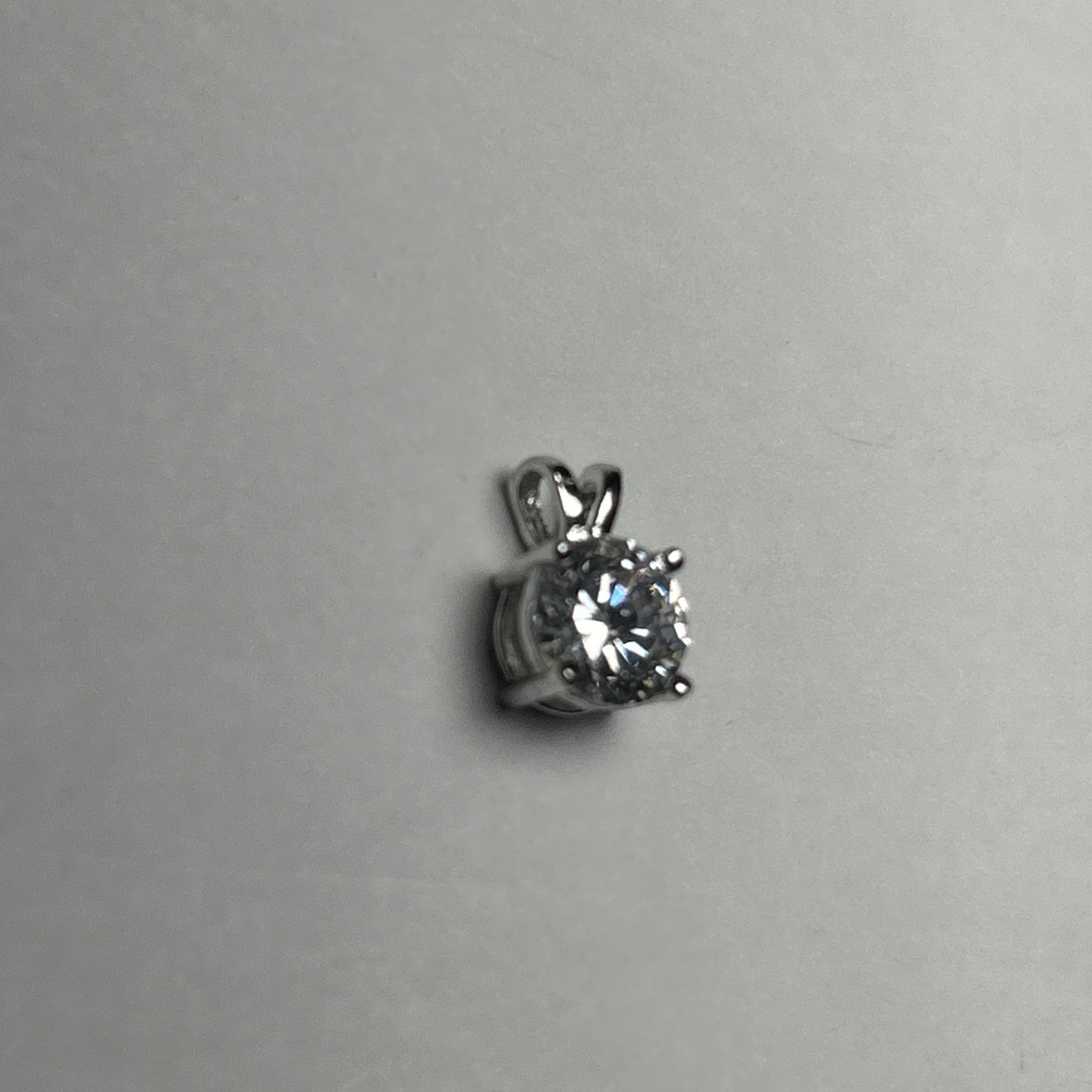 925 Sterling Silver Cz Round White Clear Ice Solitaire Pendant 7mm Colorless NEW
