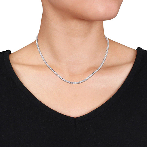 Voss+Agin 12.5 Carat Brilliant Sapphire Tennis Necklace (14k Gold Plated, 18″)