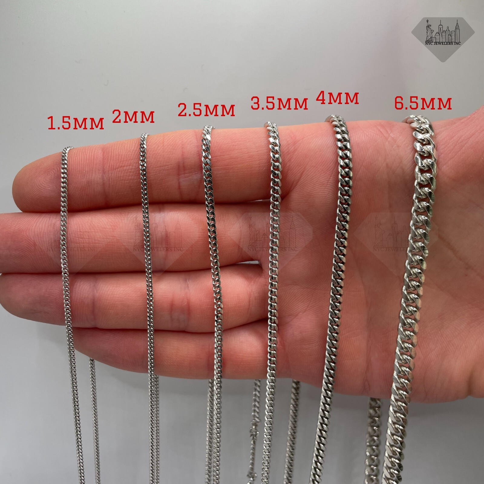 Solid Sterling Silver Miami Cuban Link Chain Necklace 925 Silver Chain 1.5-6.5mm