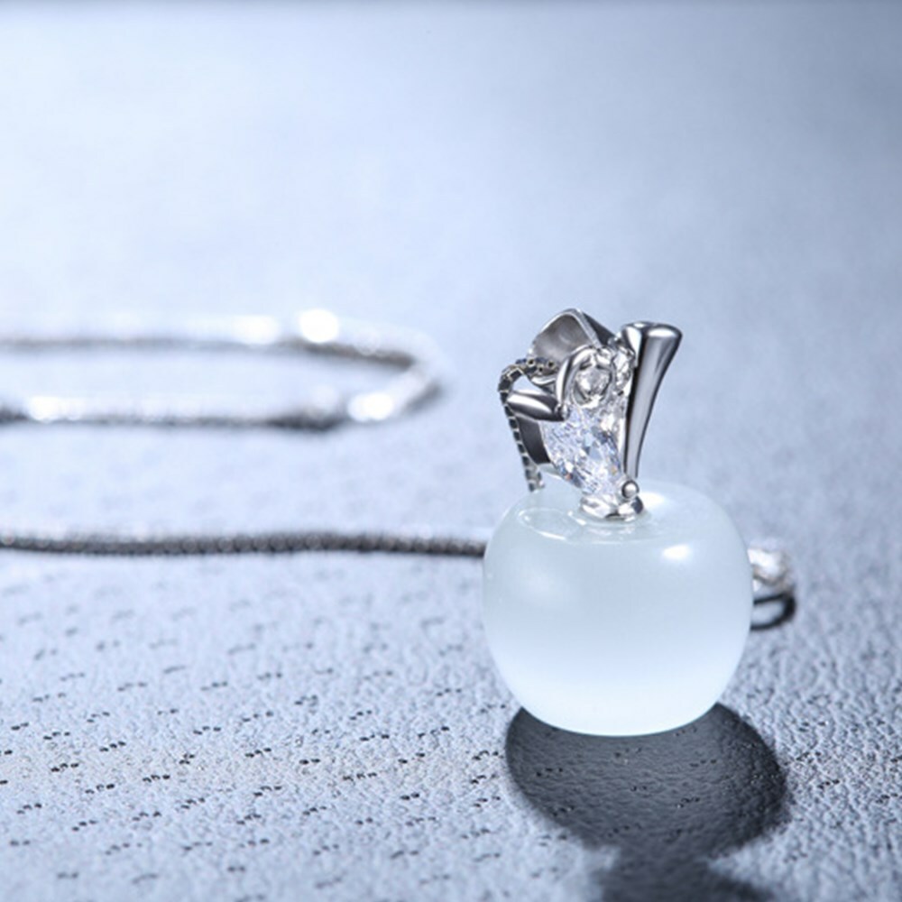 925 Sterling Silver pendant apple with a leaf without chain DL297W