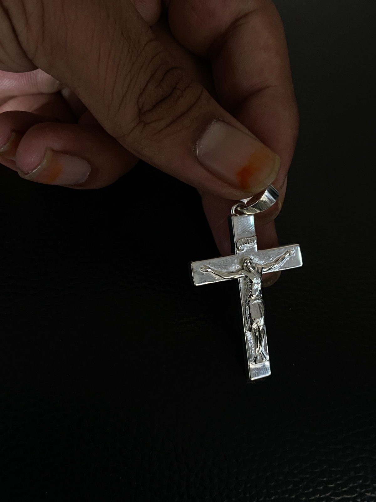 925 Sterling Silver Crucifix Cross Pendant INRI Jesus Christ Religious Charm