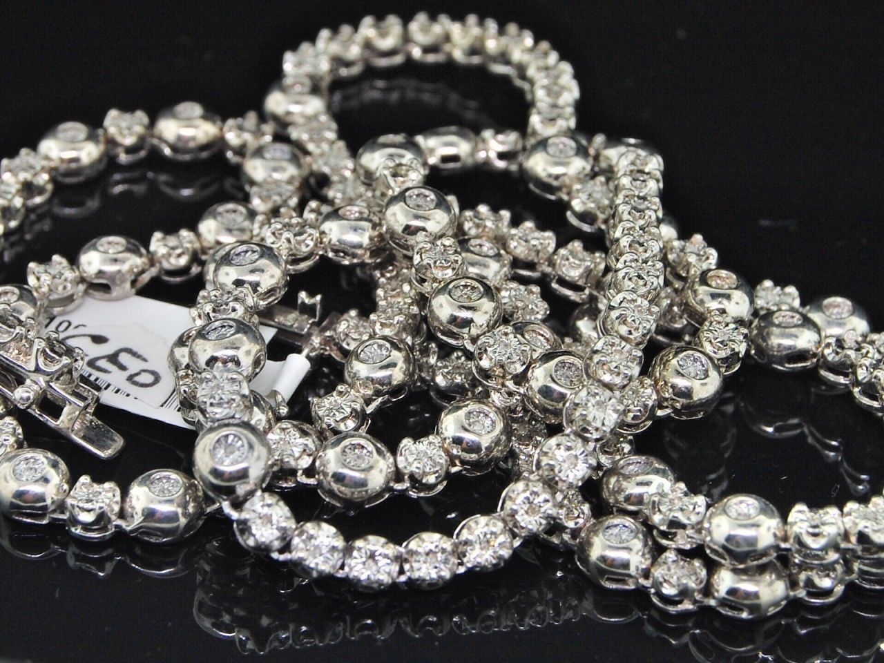 Men’s Rosary Chain and Cross in Natural Diamonds 3.50 CT 34 Inches