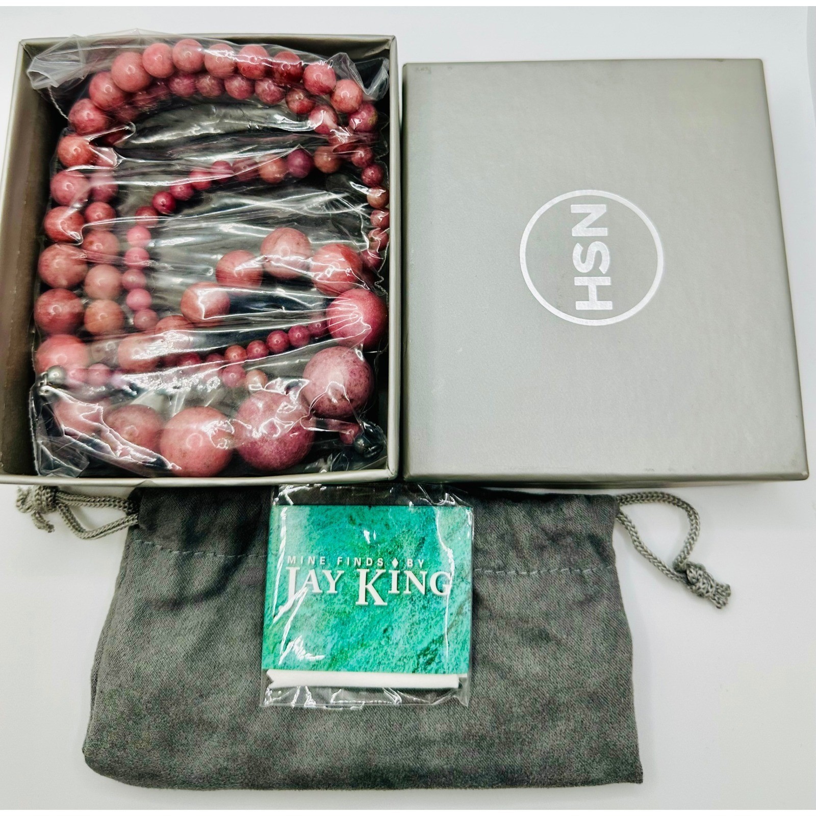 Jay King Mine Find Rhodonite Bead Necklace Sterling Silver 925 Graduated 32″ see