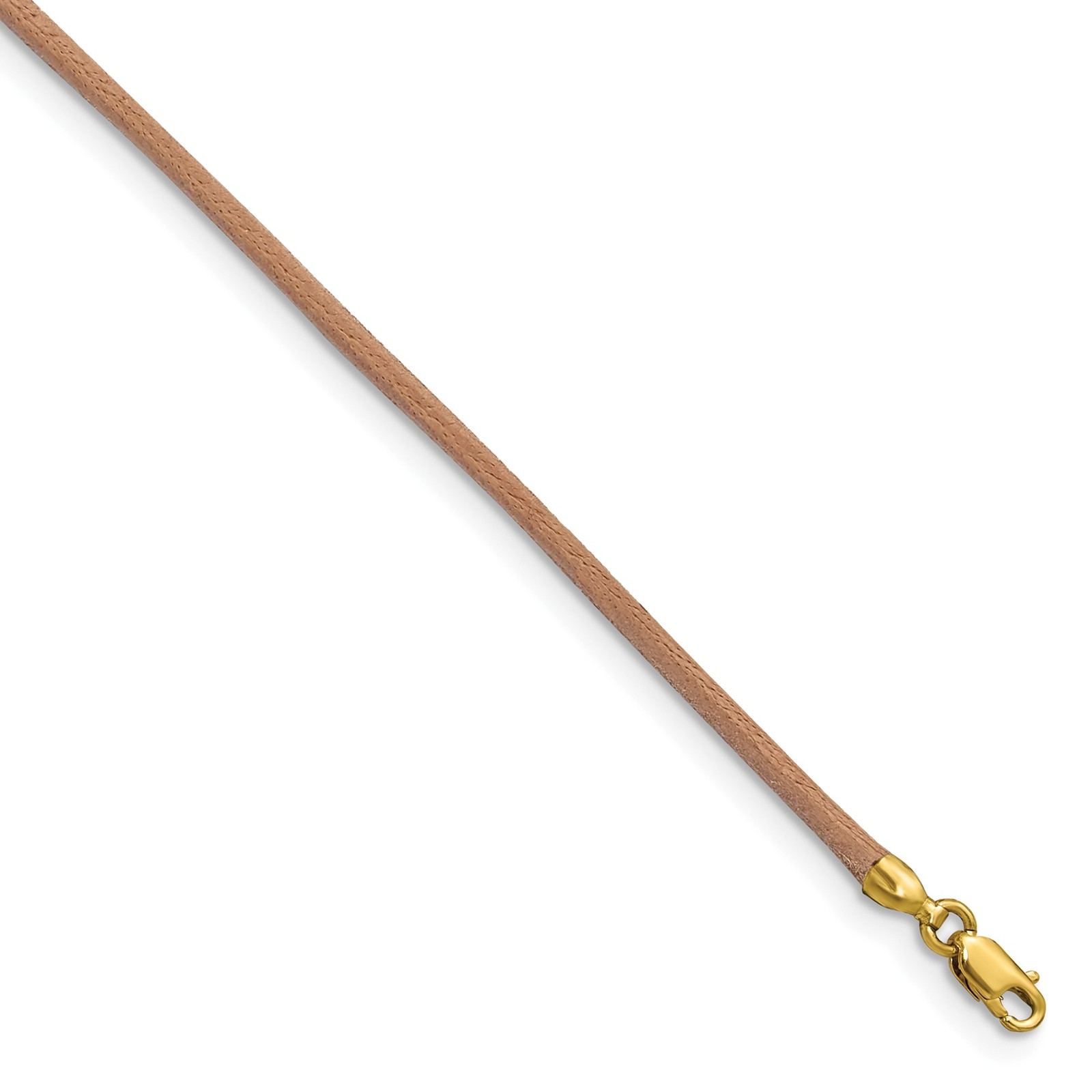 14k Yellow Gold Yellow Clasp 2mm 18 inch Natural Leather Cord Necklace Womens