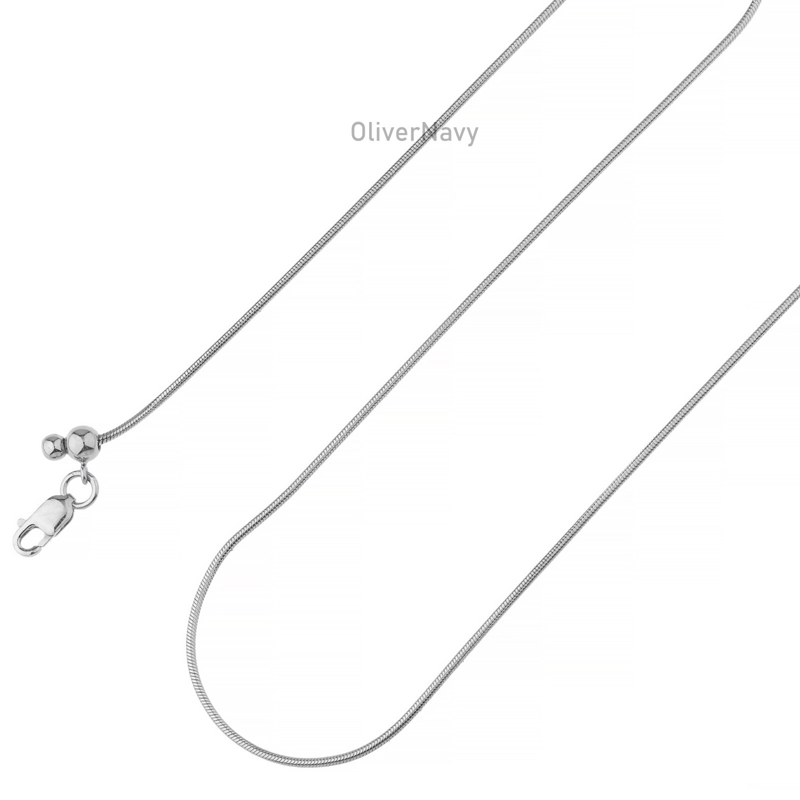 Adjustable Snake Chain – 925 Sterling Silver Rhodium – .9mm – Up To 24 inches