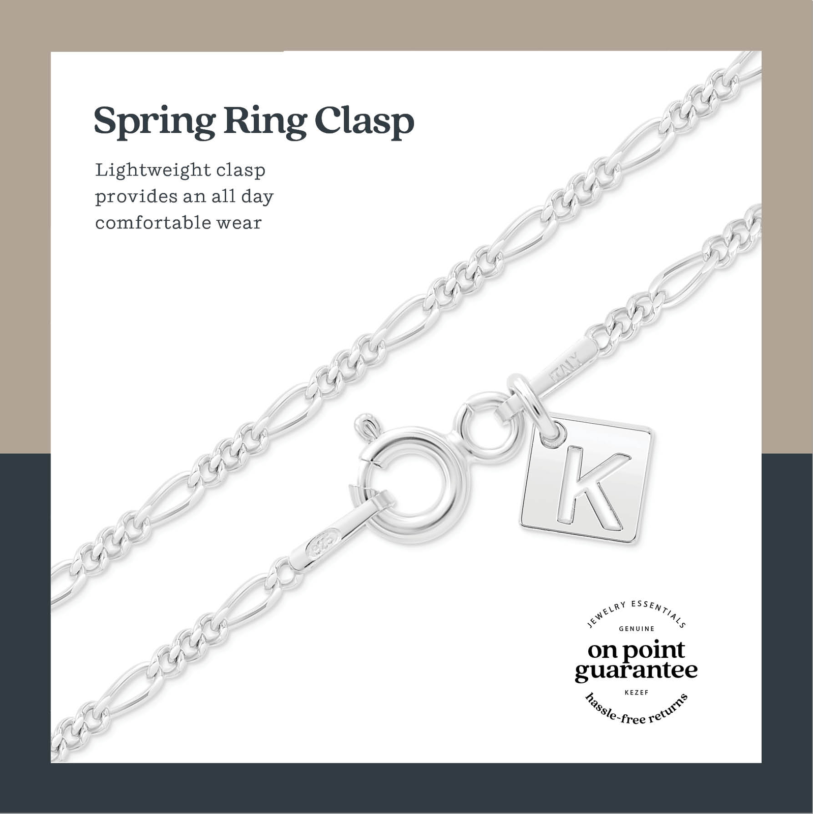 1.5mm Italian Figaro .925 Sterling Silver Chain Bracelet, Necklace 7″ – 36″