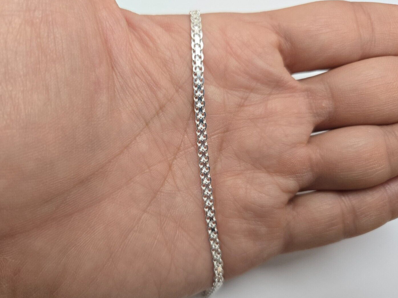 Sterling Silver 3.2mm Italian Bismark Bracelet Chain