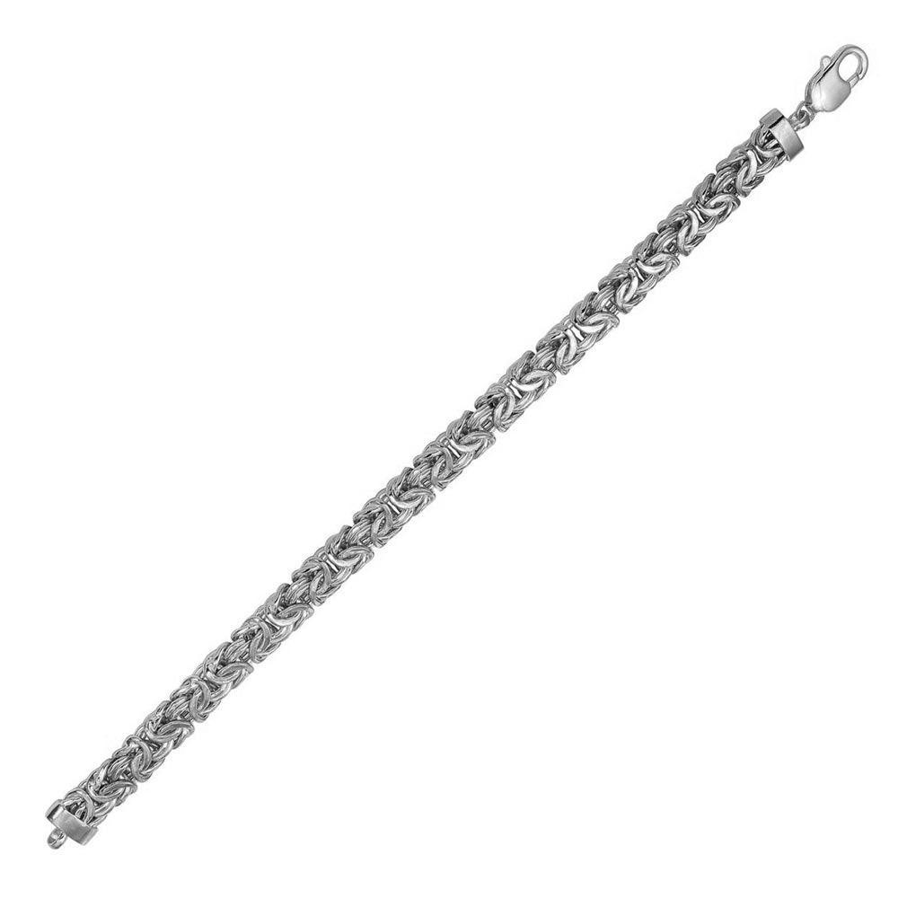 .925 Sterling Silver Anti Tarnish Flat Byzantine 4.2mm-11.1mm Chain Bracelet