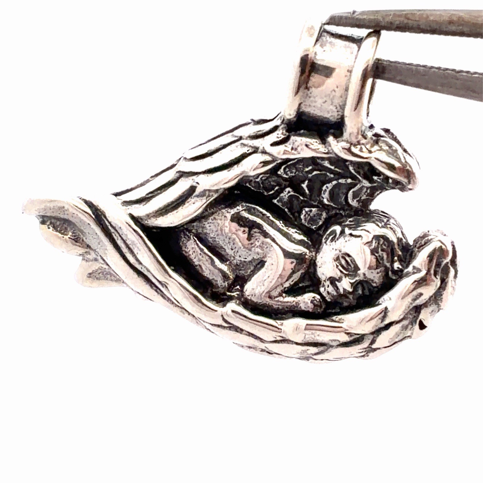 Designer Cristy Cali 925 Sterling Silver Angel Baby In Loving Memory Pendant