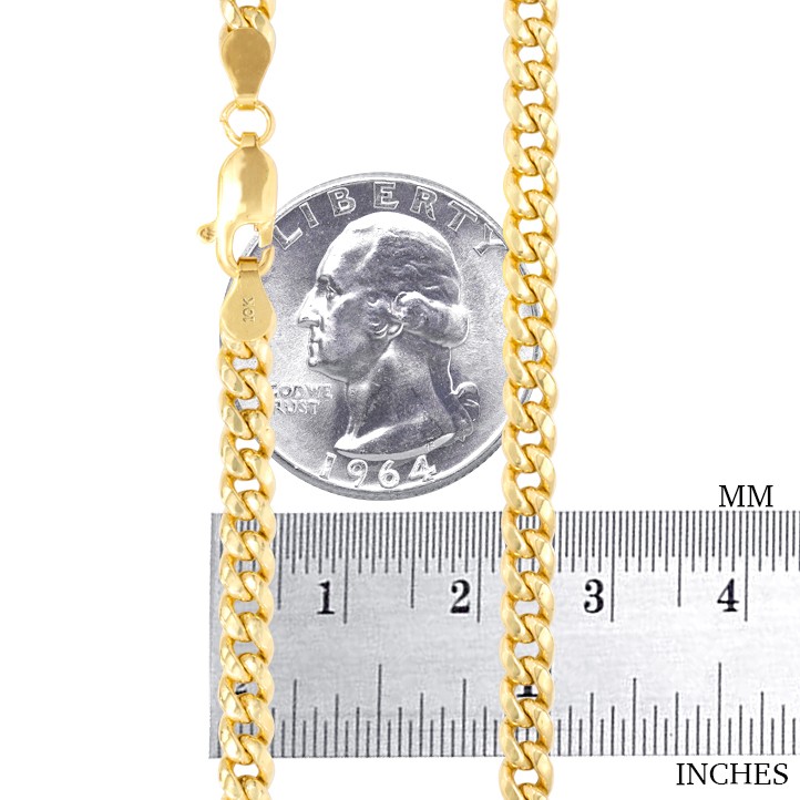 10K Yellow Gold 4.5mm Miami Cuban Link Chain Italian Necklace Womens 16″
