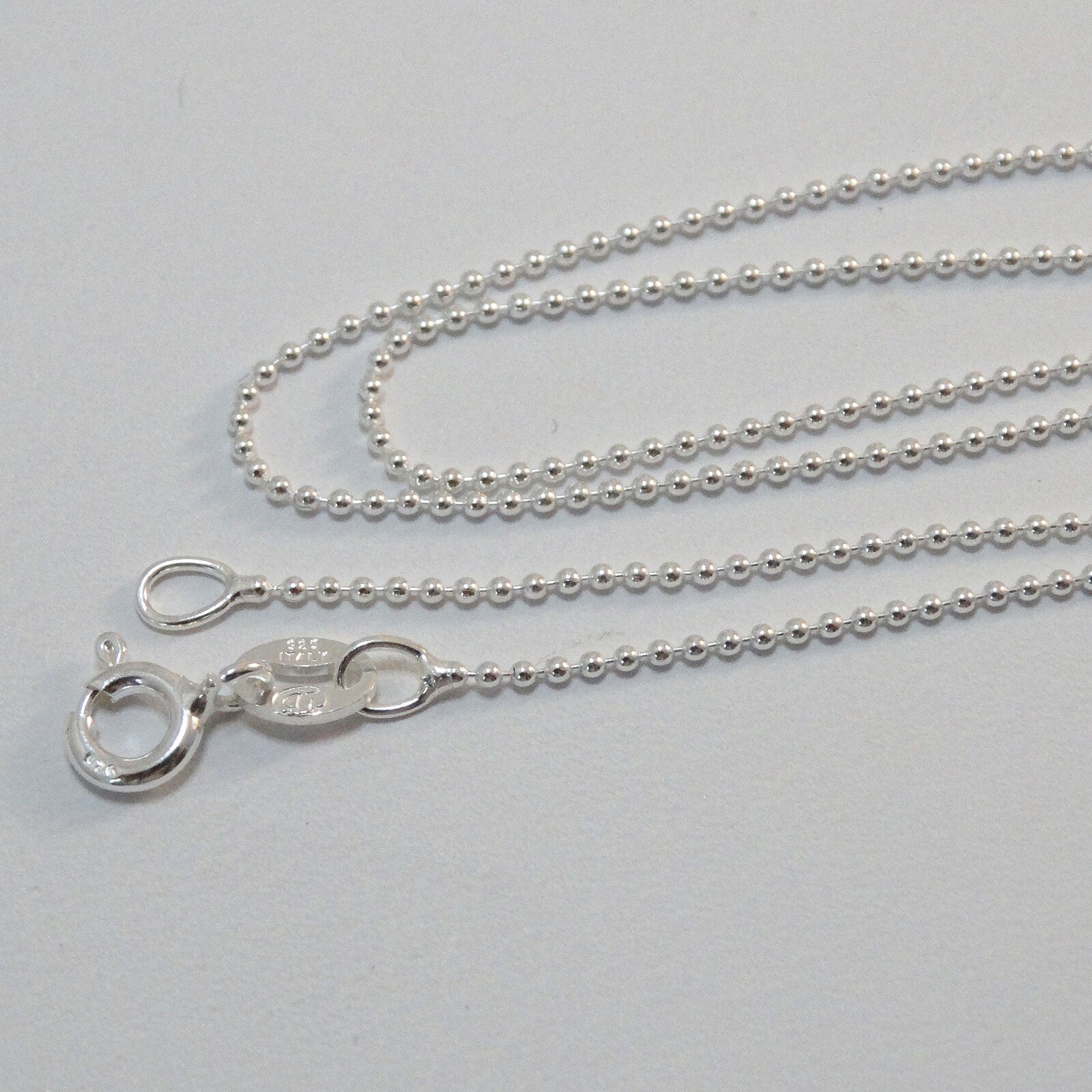 1mm Ball Bead Chain Necklace – 925 Sterling Silver – Thin Dainty 16″-30″