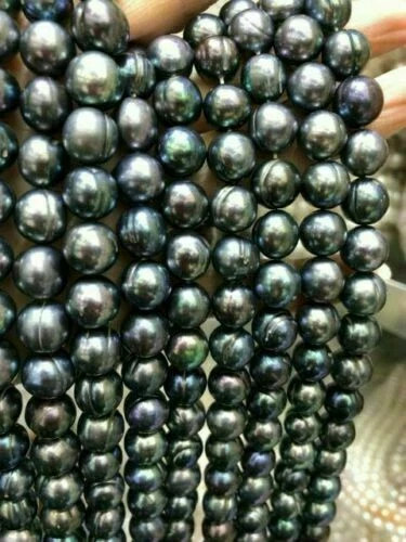 20″ Huge AAA+ 11-12MM South Sea Black Green Baroque Pearl Necklace 14k clasp