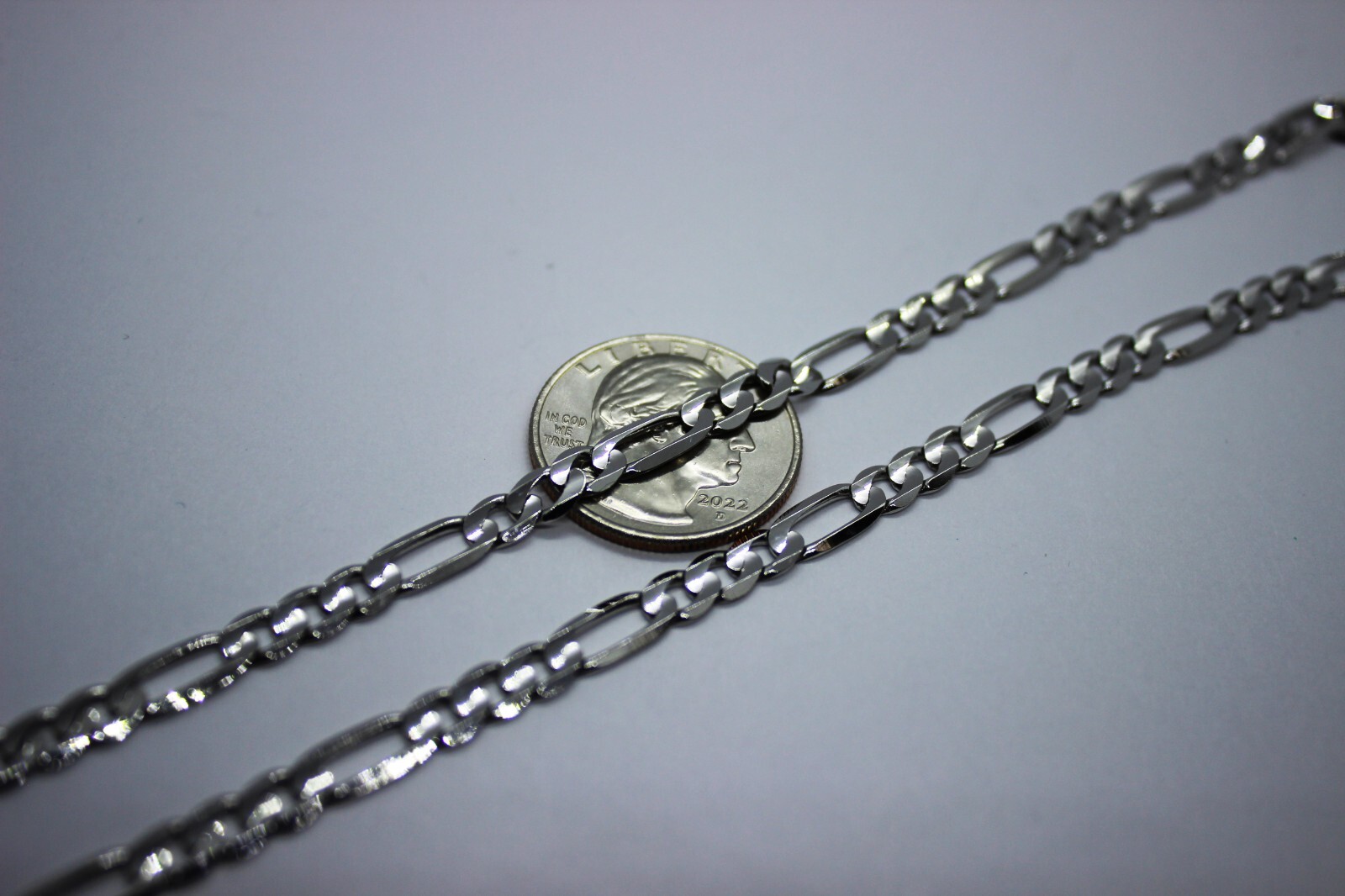 14k Solid White Gold Figaro Chain Necklace Bracelet 2.2mm – 6.2mm 7″ – 30″