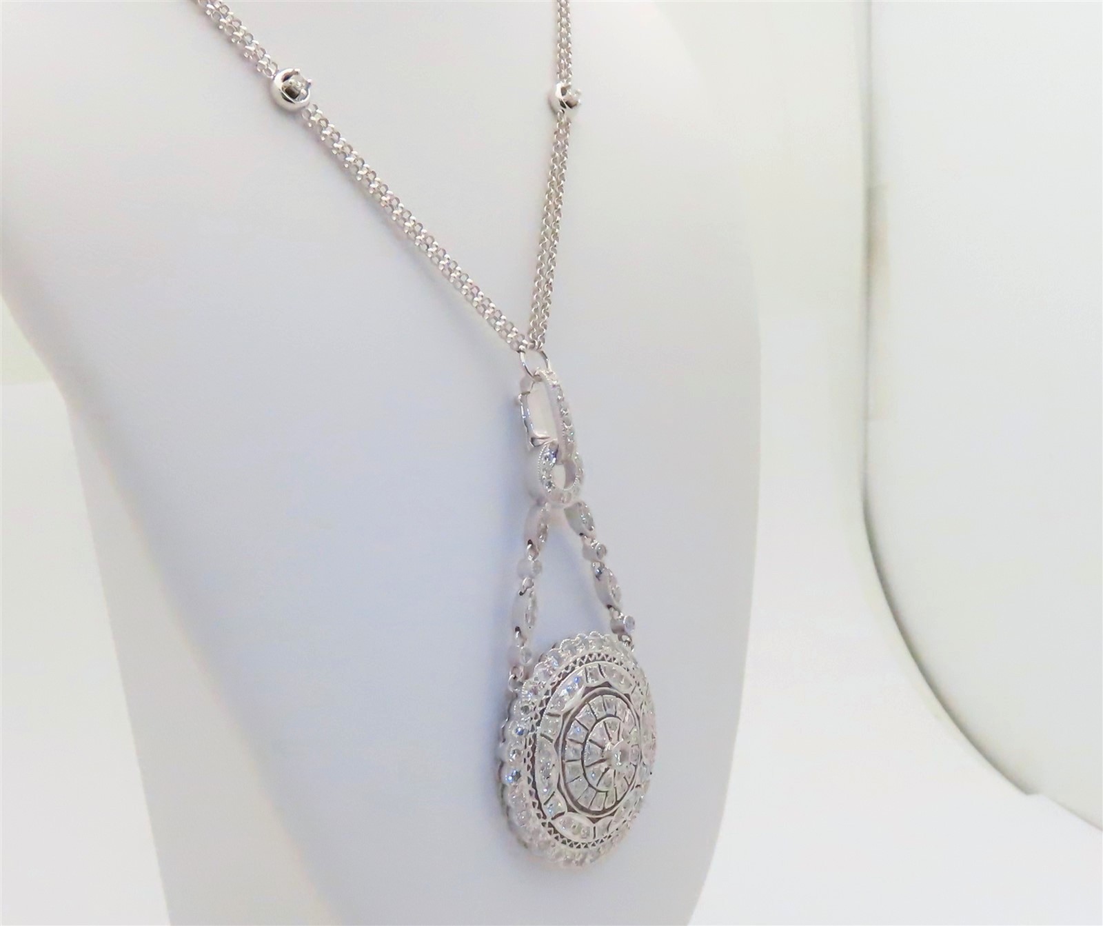 18k White Gold Diamond Necklace Bride Gift Wife Enhancer Diamonds Chain 16″ N254