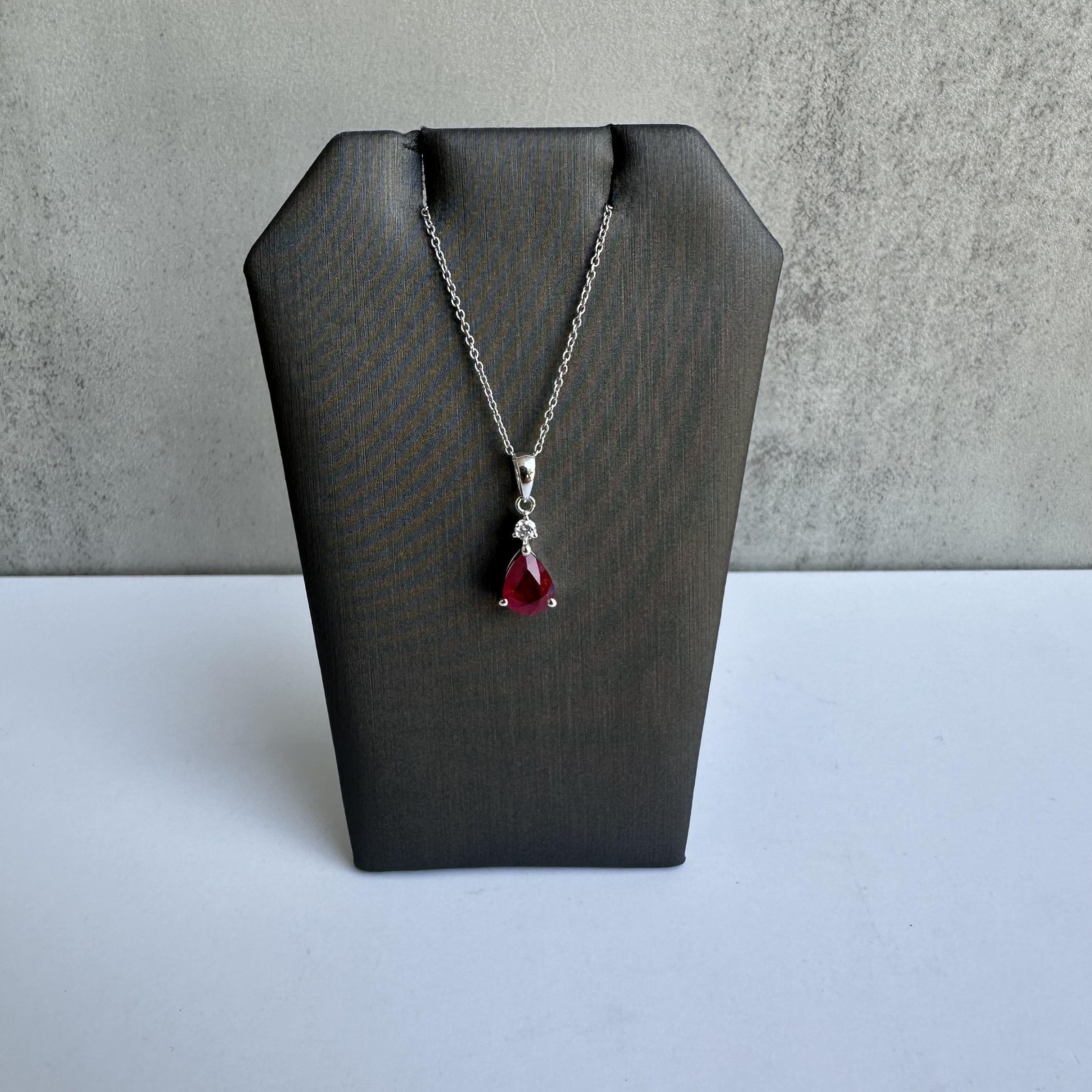 Appraised Ruby Diamond Necklace 18K White Gold 1.22ctw Pear Ruby New