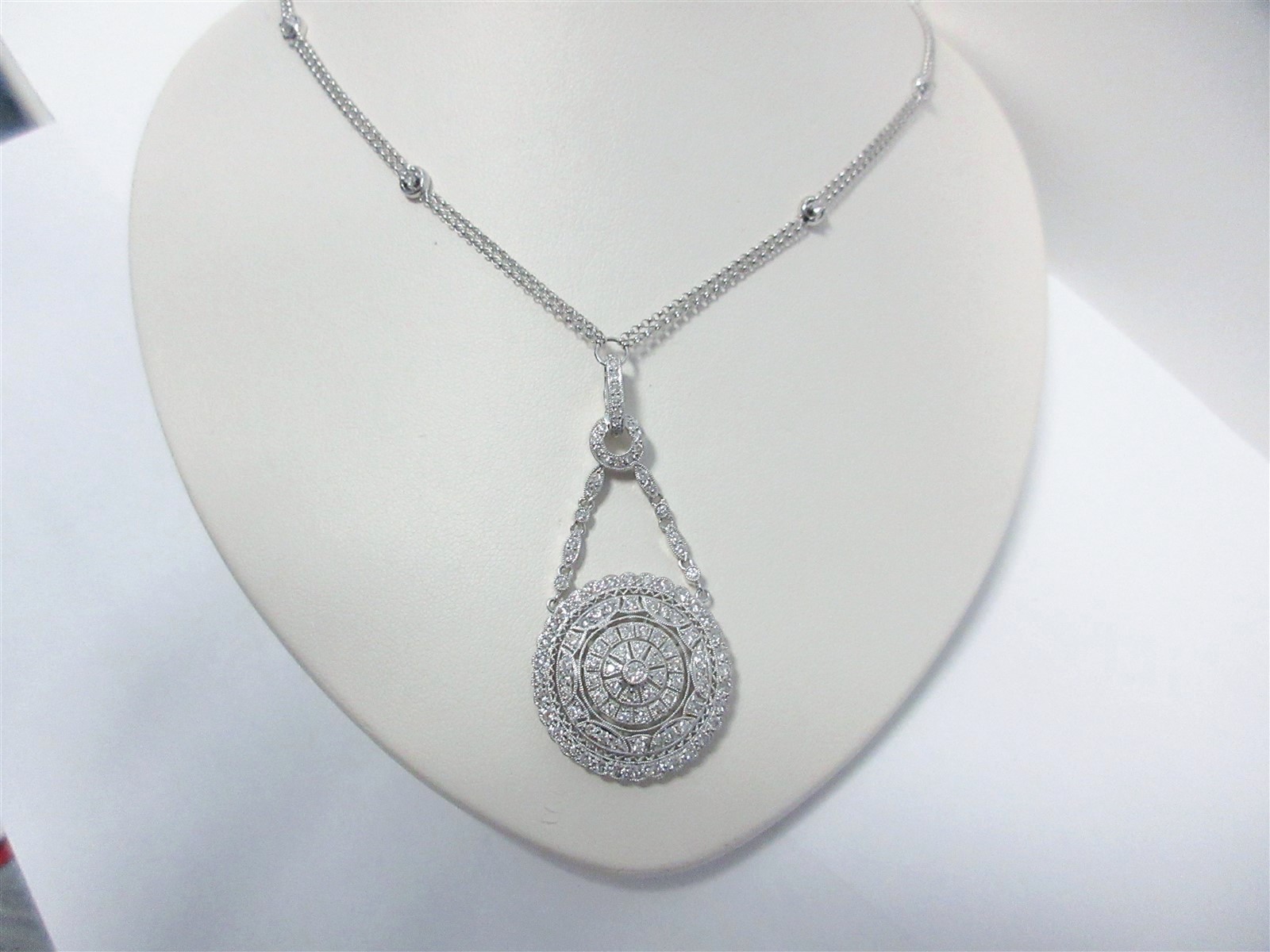 18k White Gold Diamond Necklace Bride Gift Wife Enhancer Diamonds Chain 16″ N254
