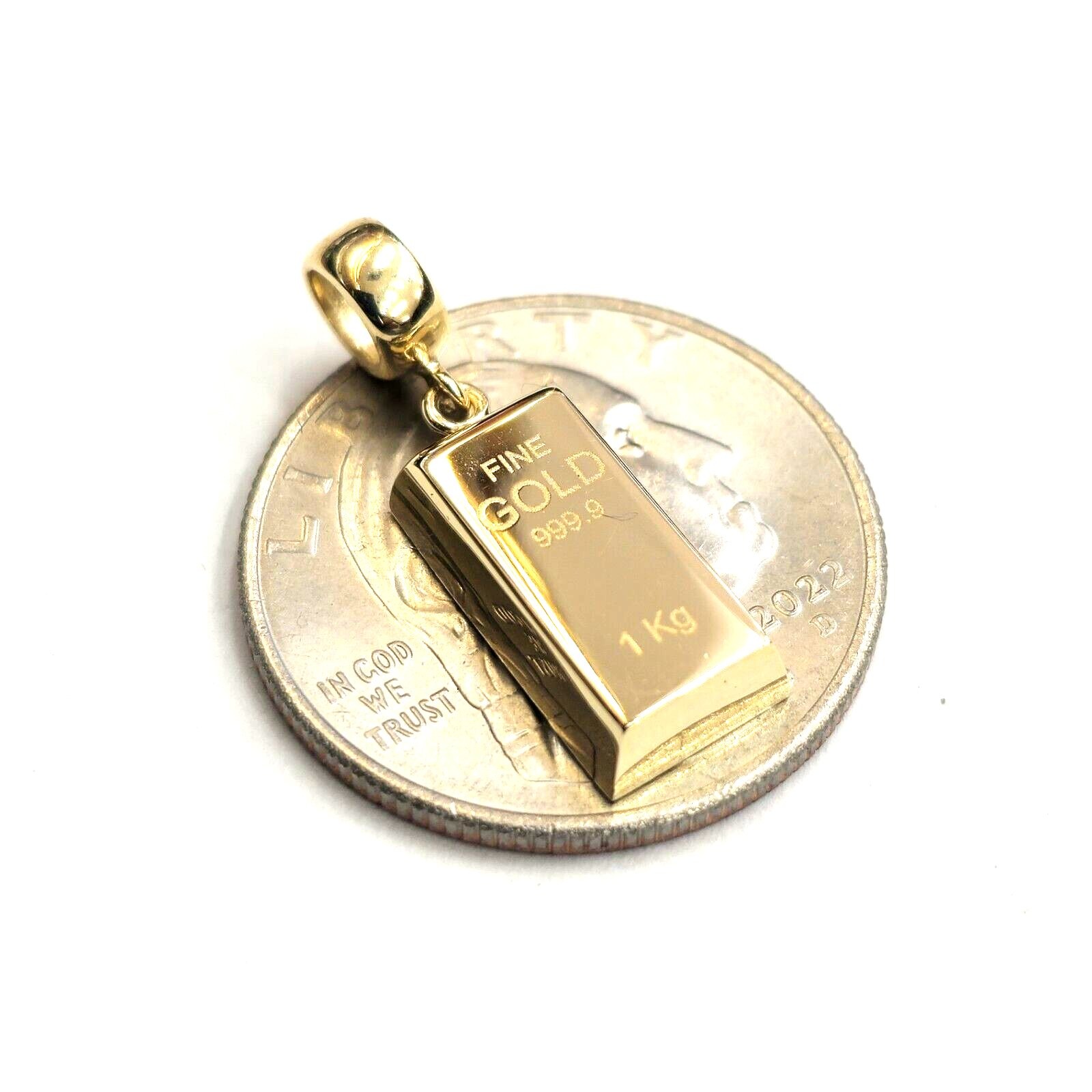 14k Yellow Gold Tiny 999.9 fine gold bar brick bar 1kg Pendant Charm Gift 2.2g