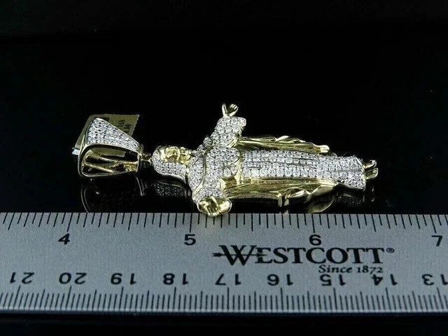 2Ct Round Cut Real Moissanite Jesus Charm Pendant Men’s 14k Yellow Gold Plated