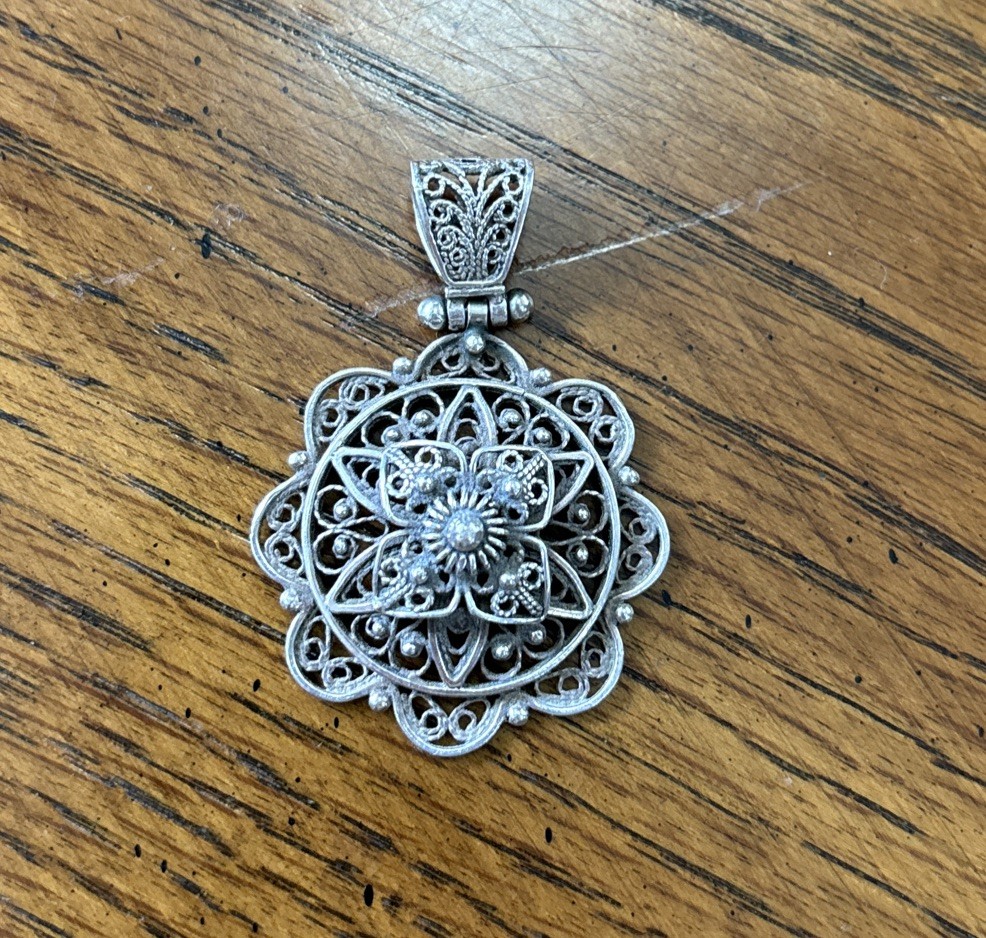 Gorgeous Filigree Sterling Silver Pendant Absolutely Superb Turkey 925