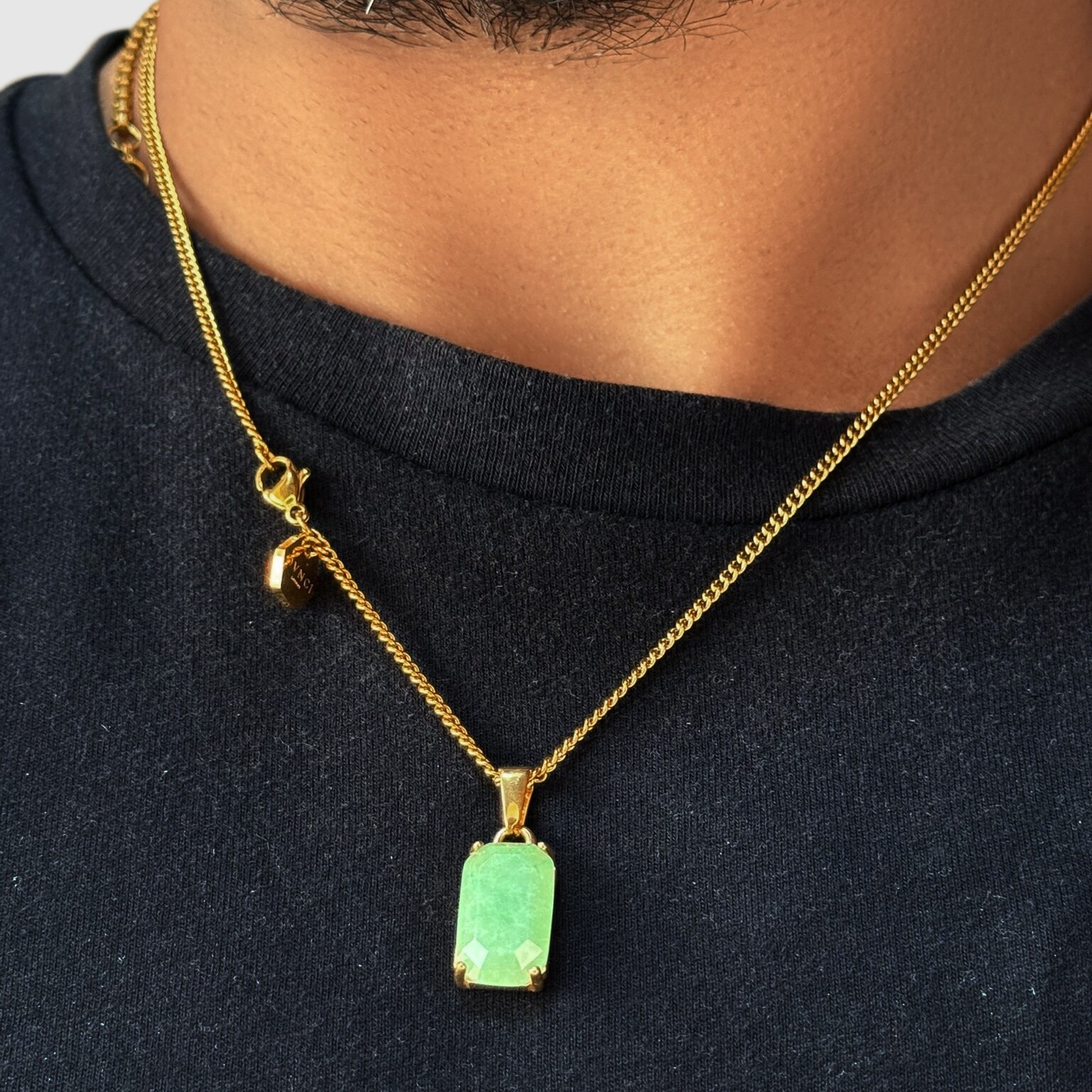 18K Gold Jade Stone Healing Crystal Pendant/Necklace Chain Gemstone Amulet 20”