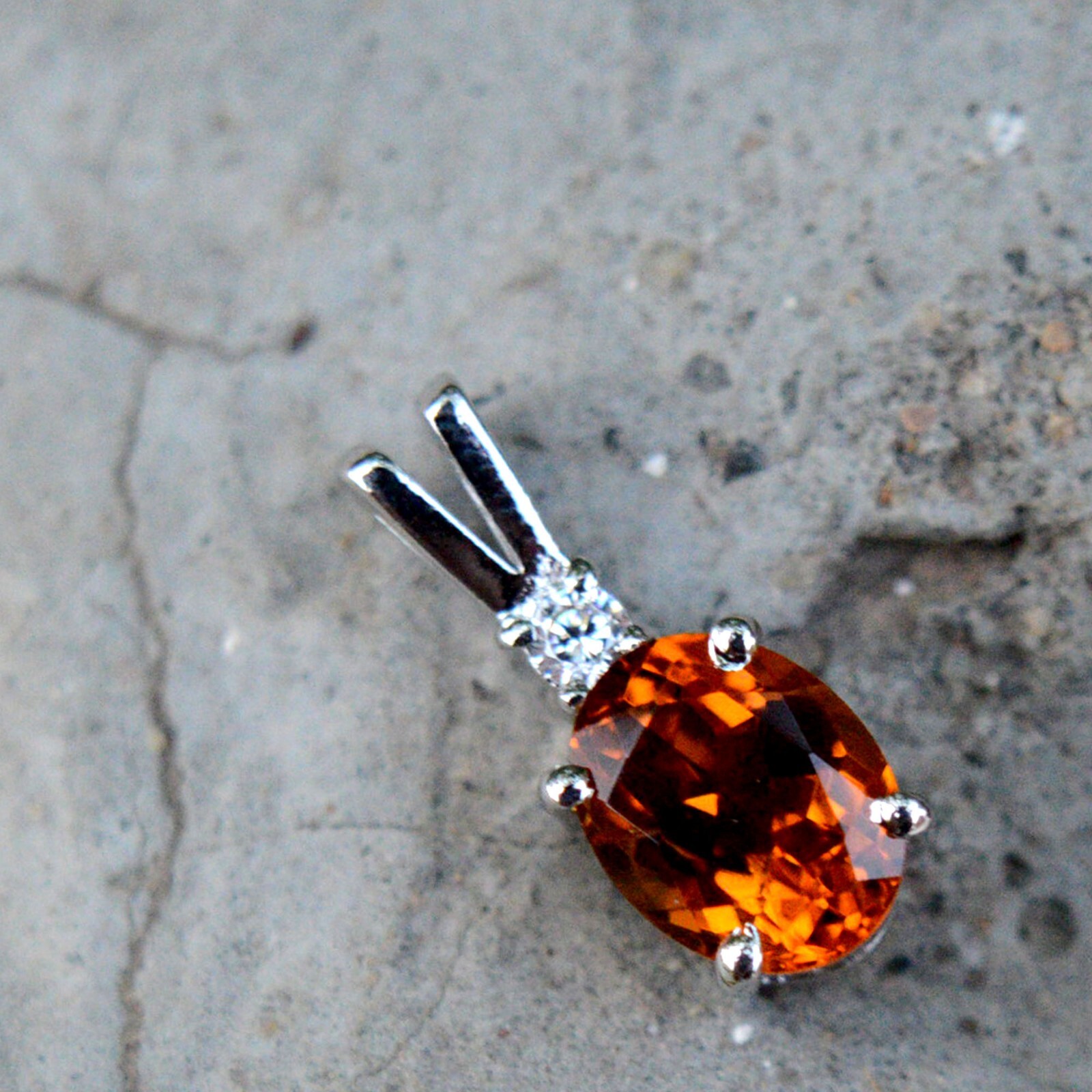 Genuine Citrine Oval Cut Gemstone 925 Sterling Silver Women Handmade Pendant