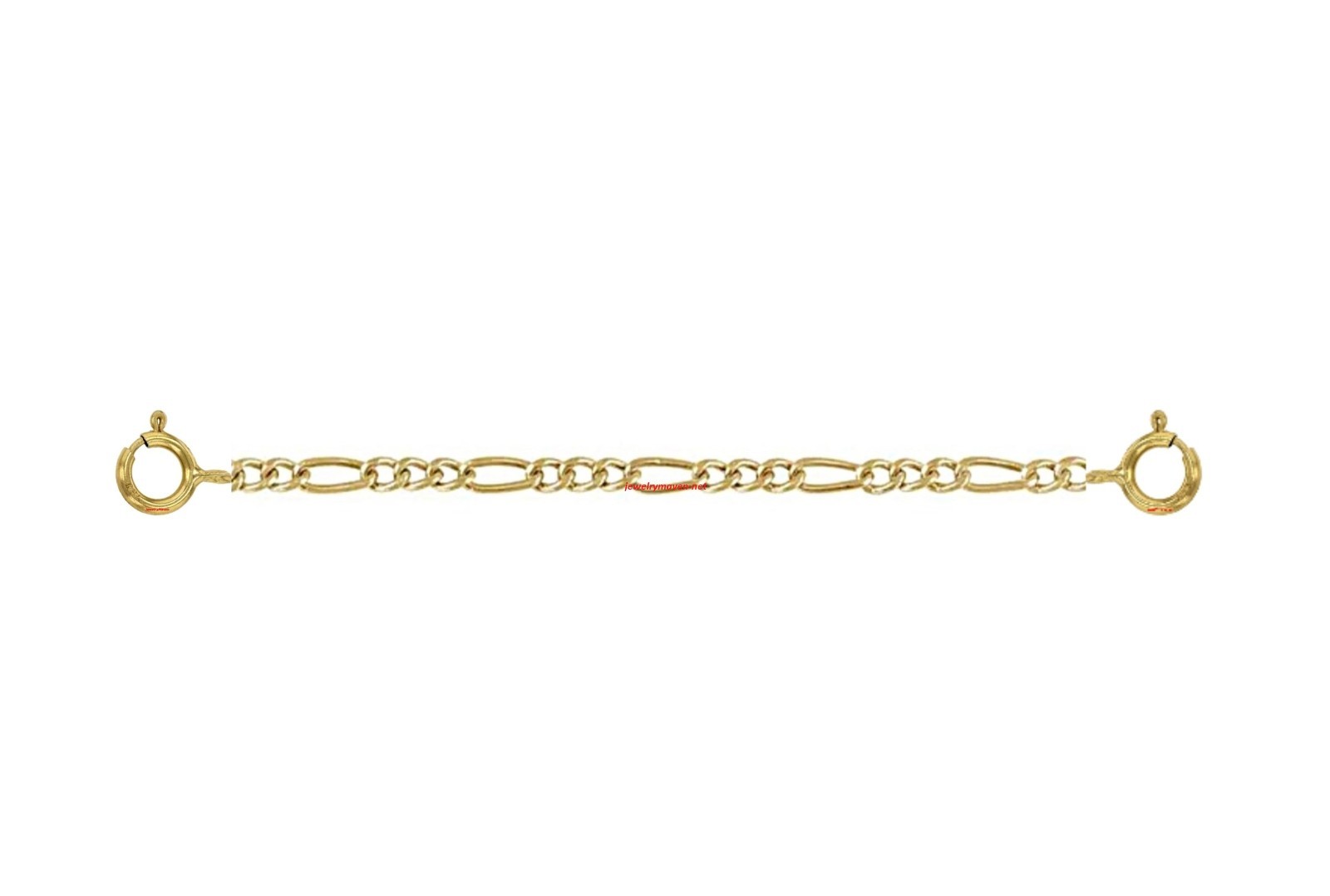 18k 2mm Figaro Yellow Gold 2″ Chain Extender Safety double 4.5mm spring ring USA