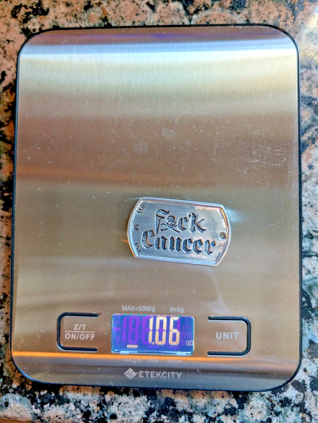 Speakeasy Original Fxck Cancer .935 Silver Heavy 1oz Dog Tag Pendant 22/25