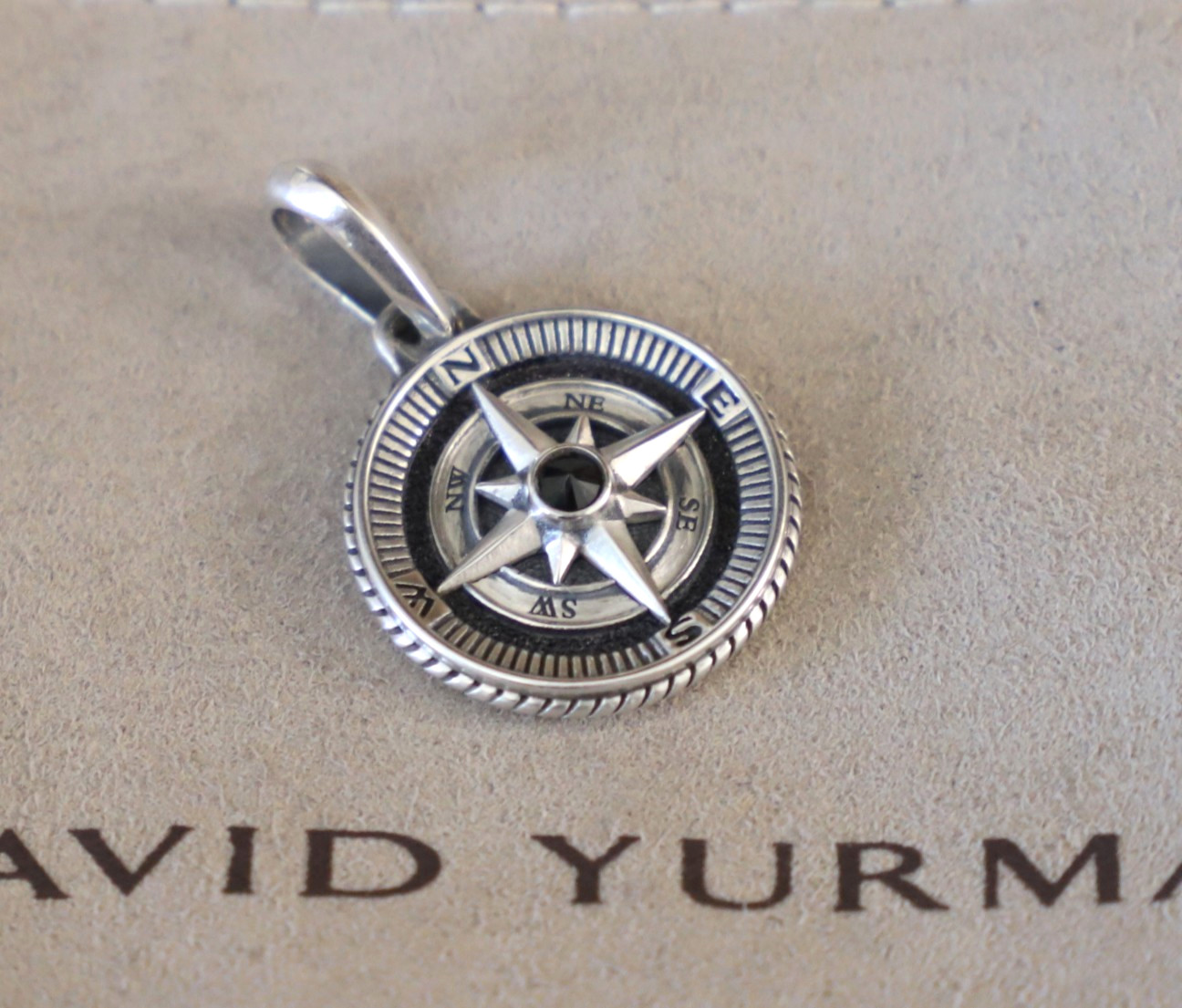 David Yurman Men’s Sterling Silver Compass Amulet Pendant with DY Box