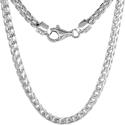 925 Sterling Silver Franco Chain Necklace Square Link Italy 1.5mm-2.5mm 16″-36″