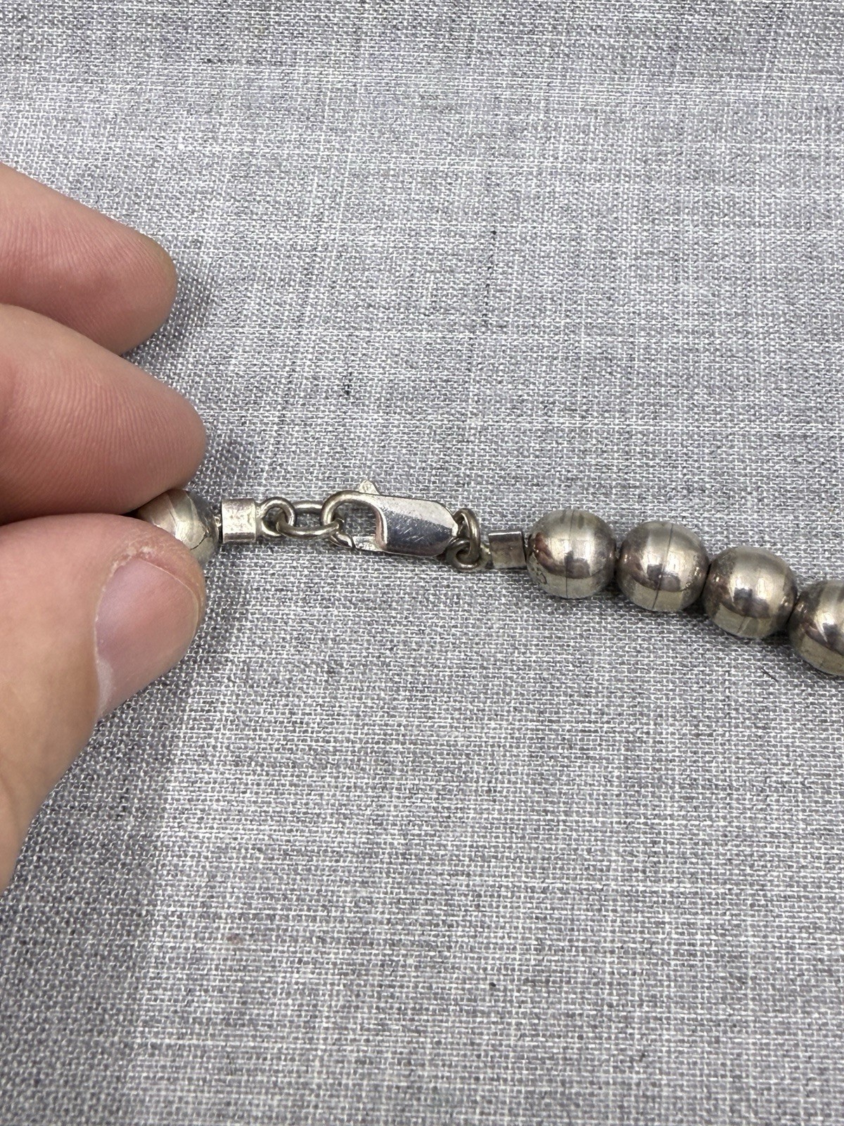 Sterling Silver .925 8mm Ball Bead Necklace 20.5″ (45 Grams)
