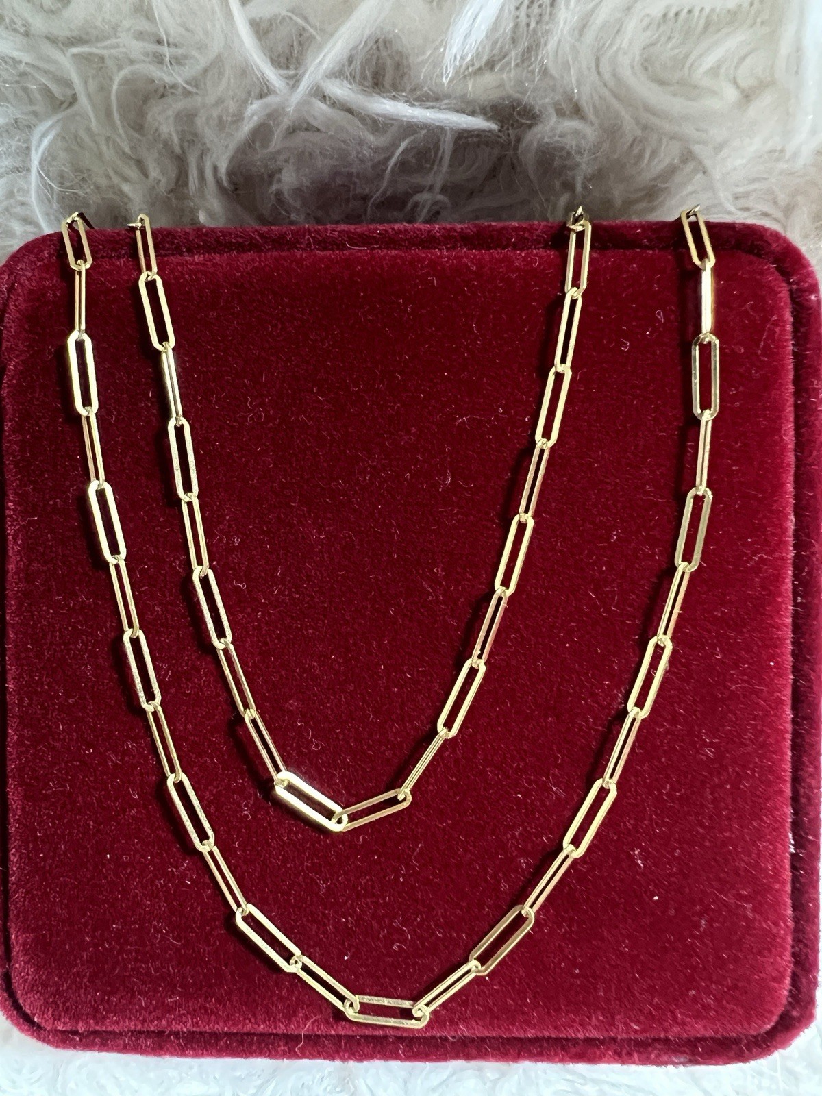 Solid 18k Yellow 18k Gold Paper clip Design Size 20” Long