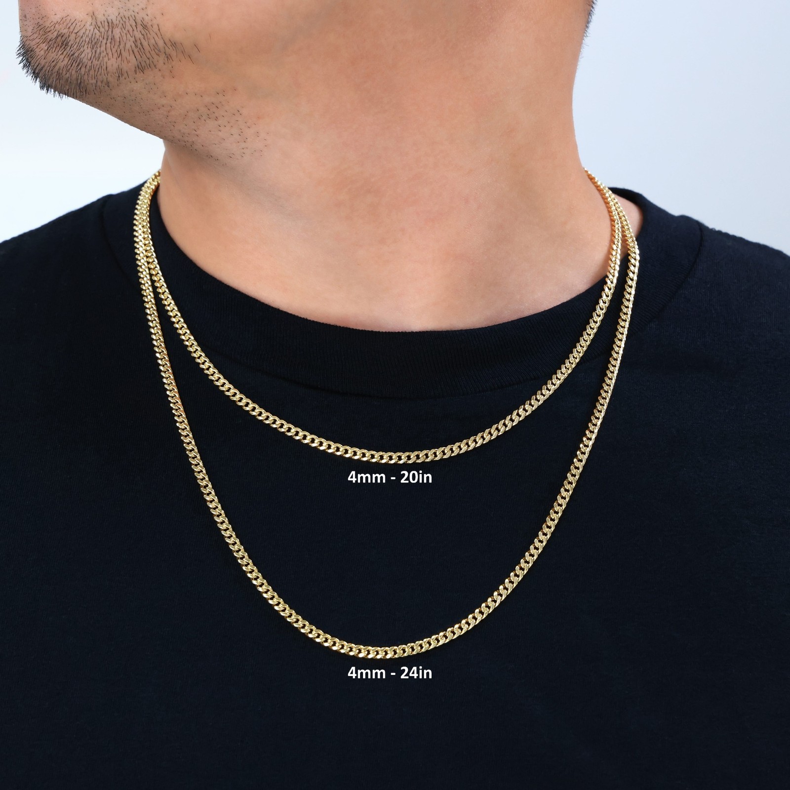 14K Yellow Gold 4mm Miami Cuban Lightweight Chain Necklace Men Women 16″-30″