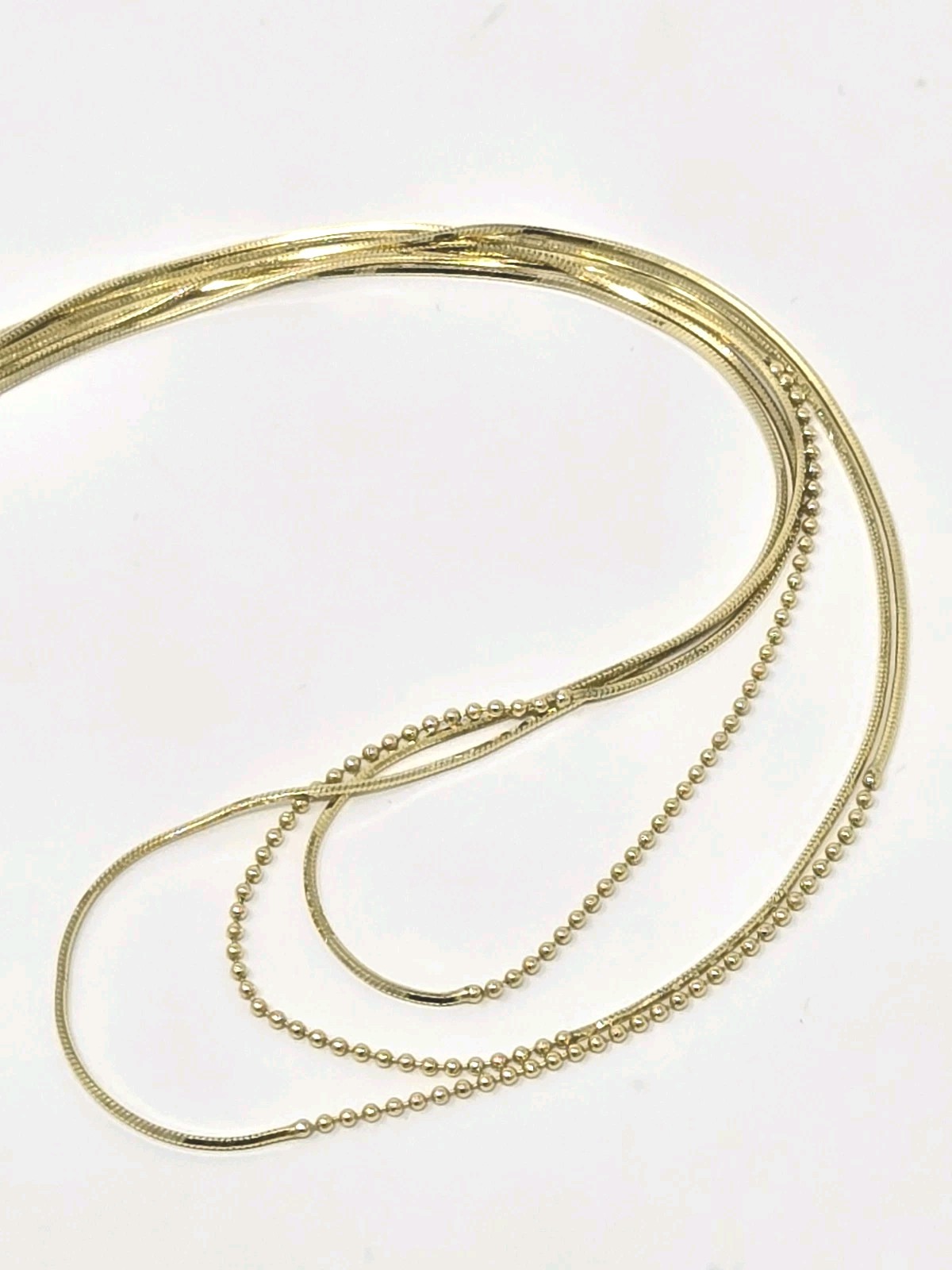 Sterling Silver Gold Layered Necklace 925 Italy Multi Strand Chain Beaded