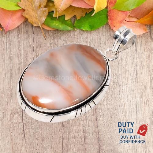 Genuine Red Calcite Sterling Silver Birthday Unique Engagement Wedding Pendant
