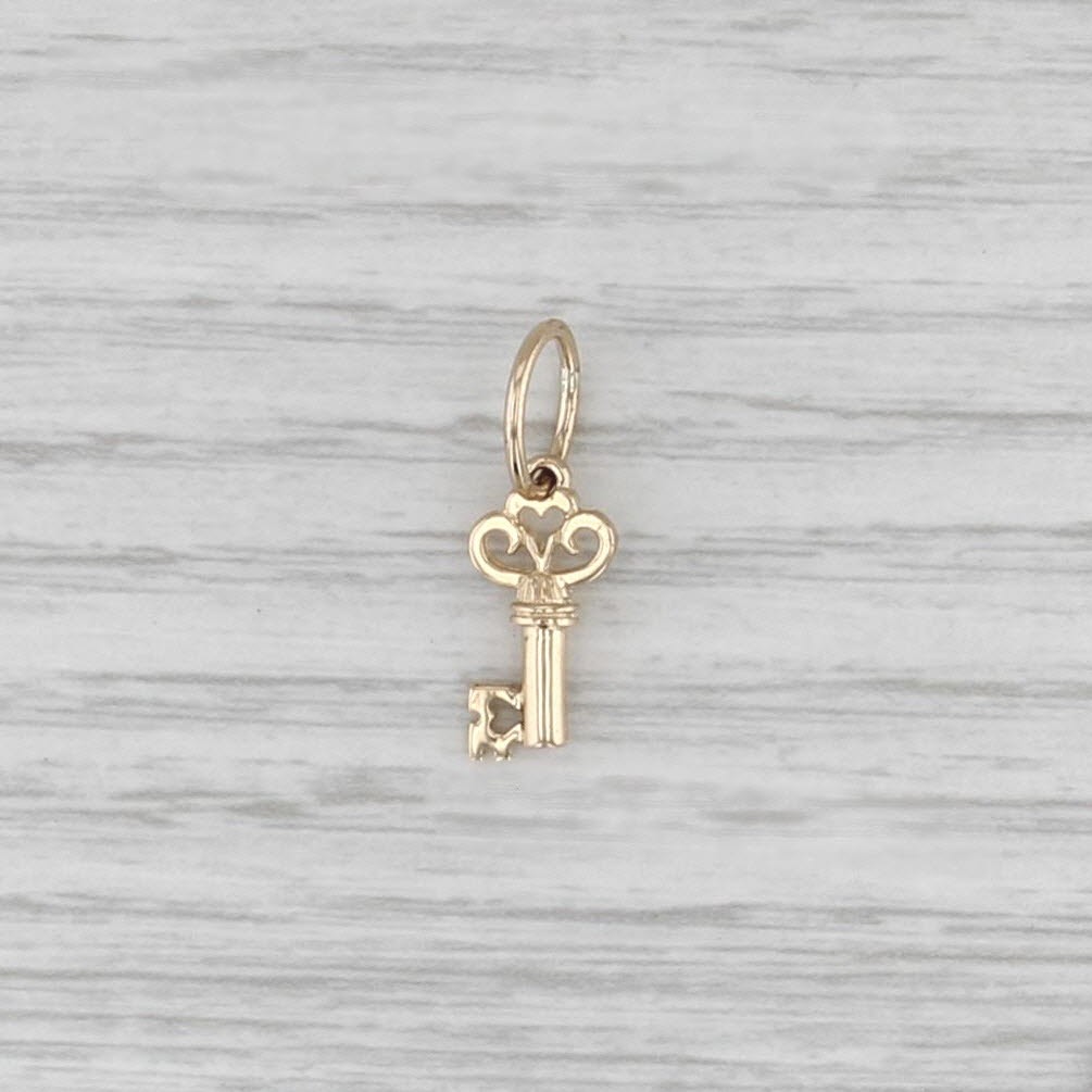 Skeleton Key Charm 14k Yellow Gold Small Pendant