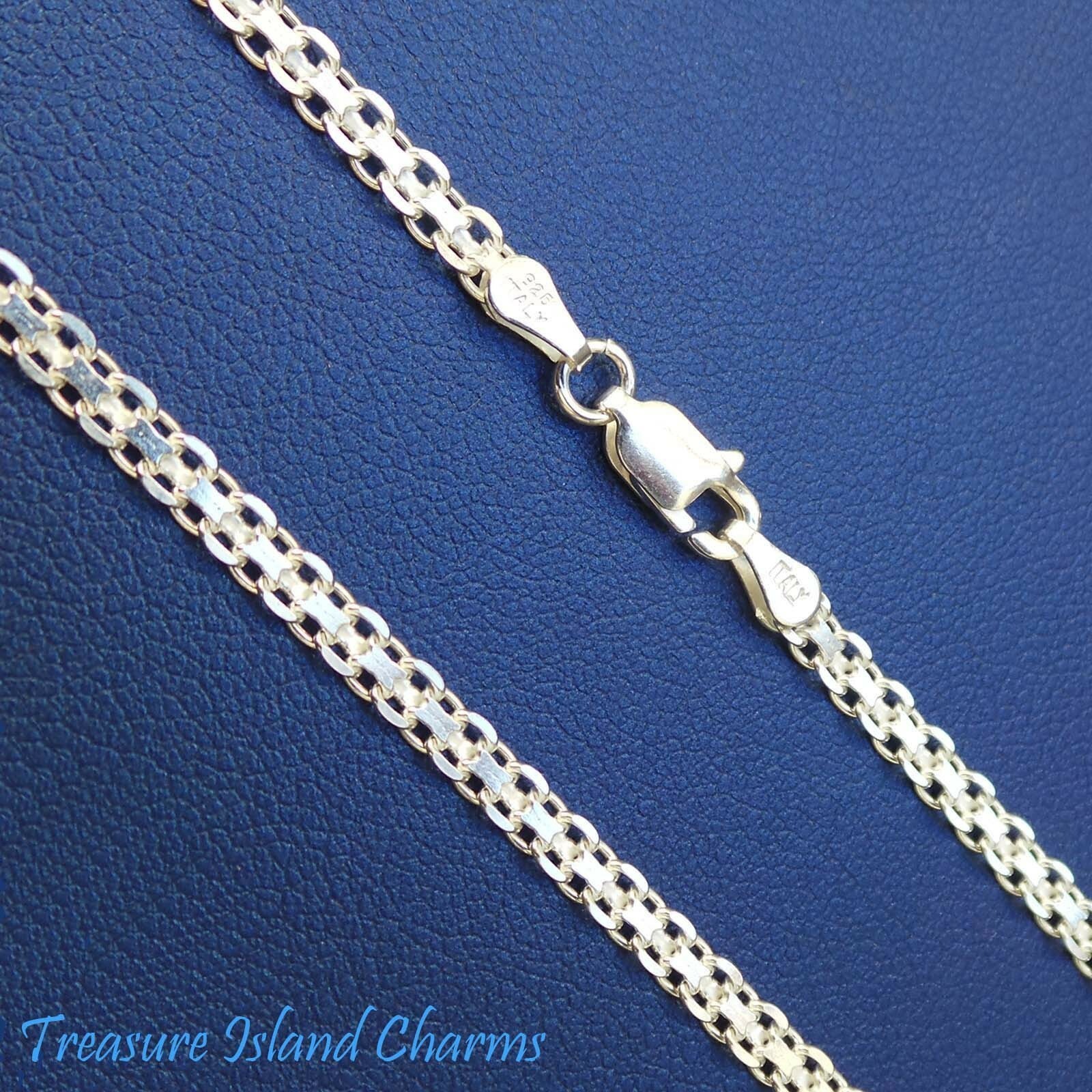 24″ 3mm Bismark Solid 925 Sterling Silver Chain Necklace From Italy Bismarck