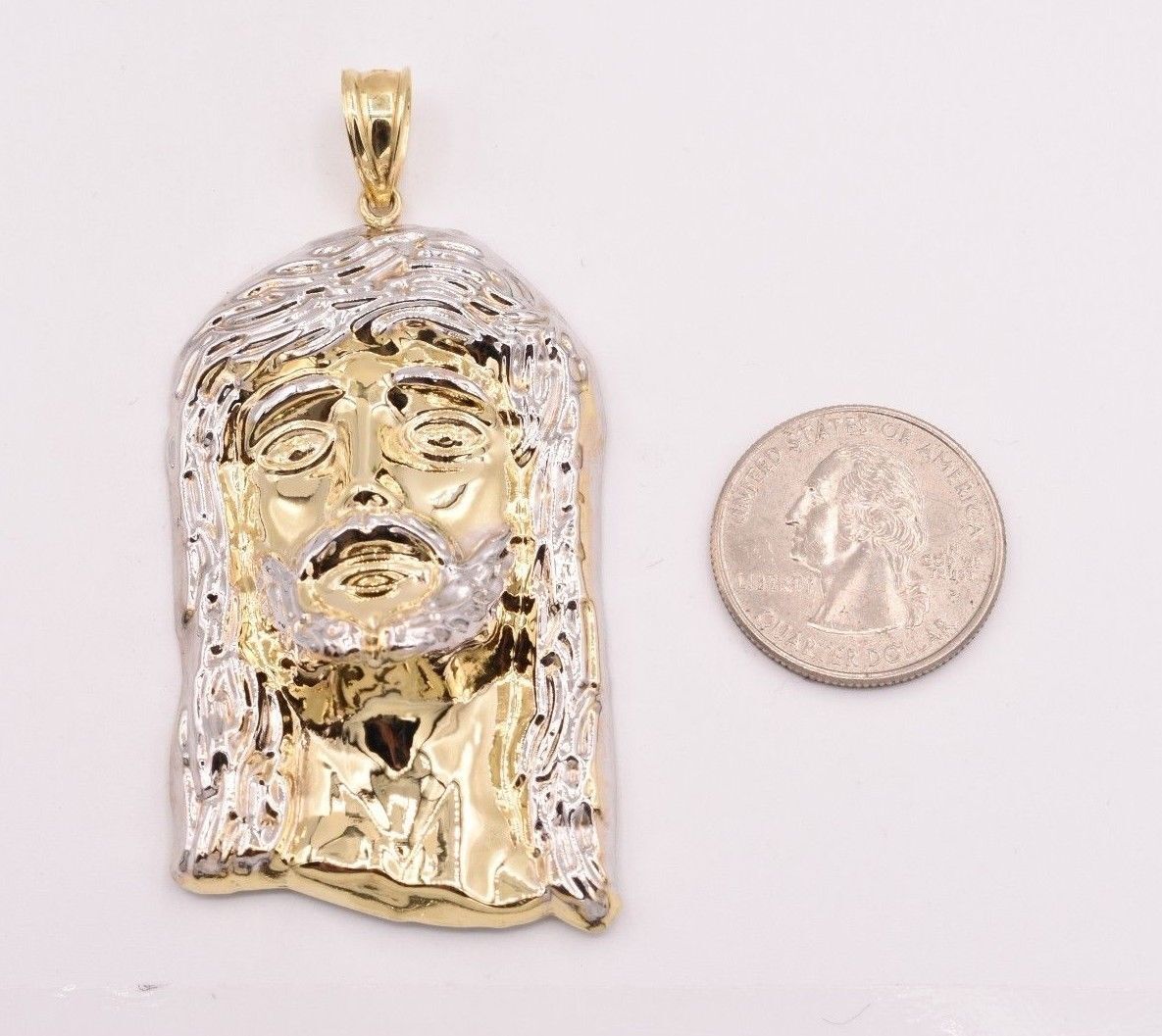 3″ Huge Men’s Diamond Cut Jesus Head Charm Pendant Real 10K Yellow White Gold