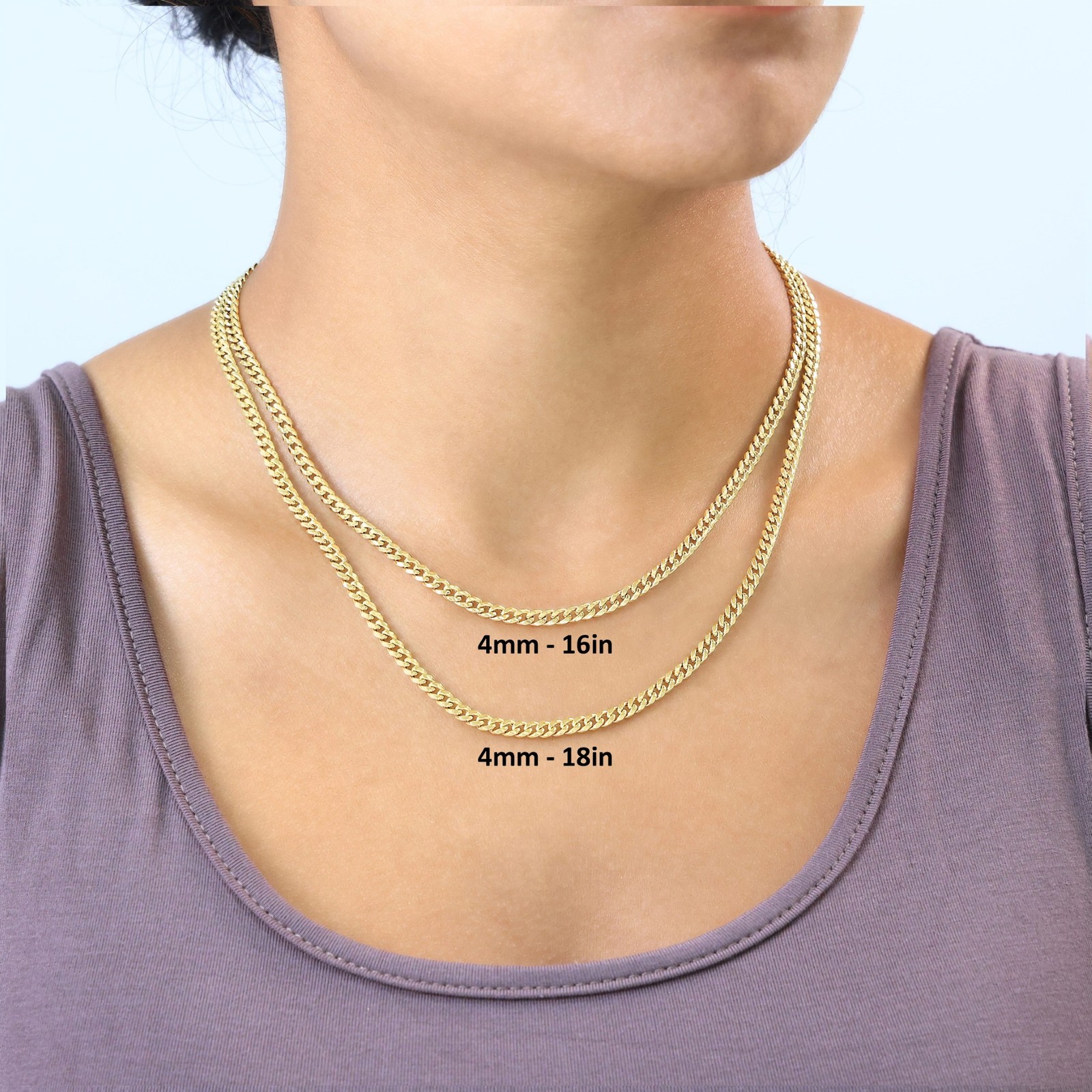 14K Yellow Gold 4mm Miami Cuban Lightweight Chain Necklace Men Women 16″-30″