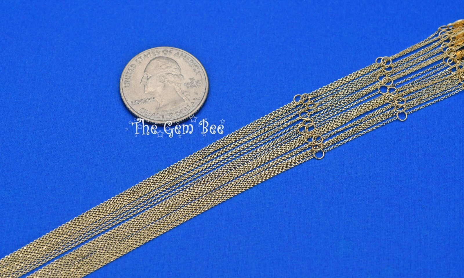 14K Yellow GOLD 0.8mm Cable Chain Necklace 16 17 18 inch Adjustable Length clasp