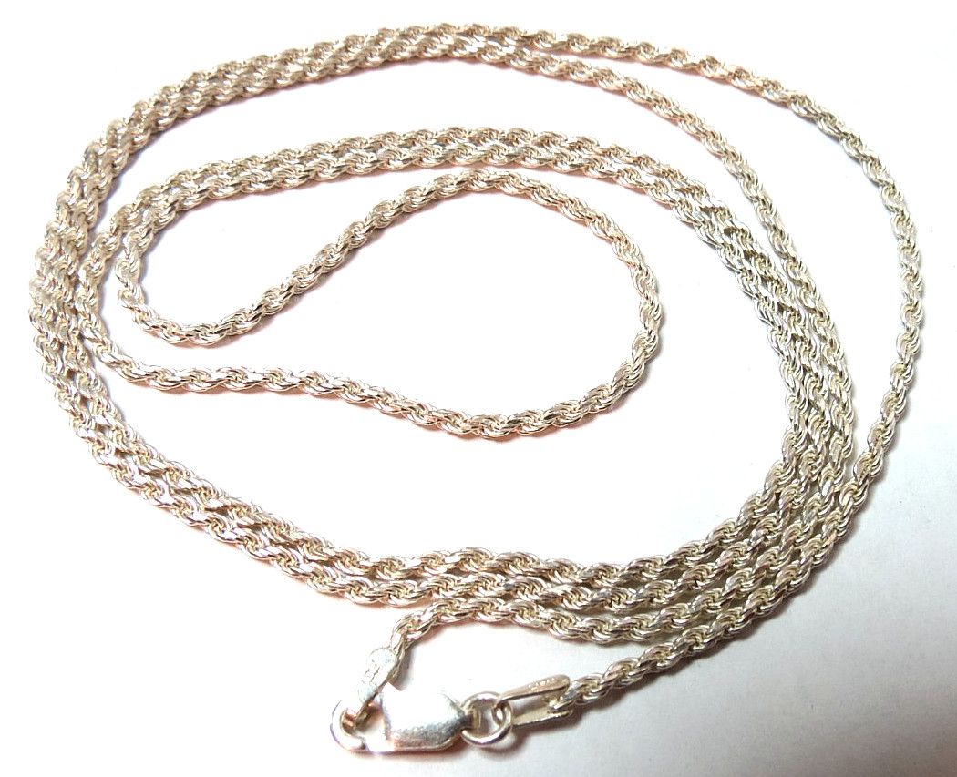 VINTAGE LIRM MADE ITALY 925 STERLING SILVER NECKLACE CHAIN 30″ LONG 2mm & 9.3gr