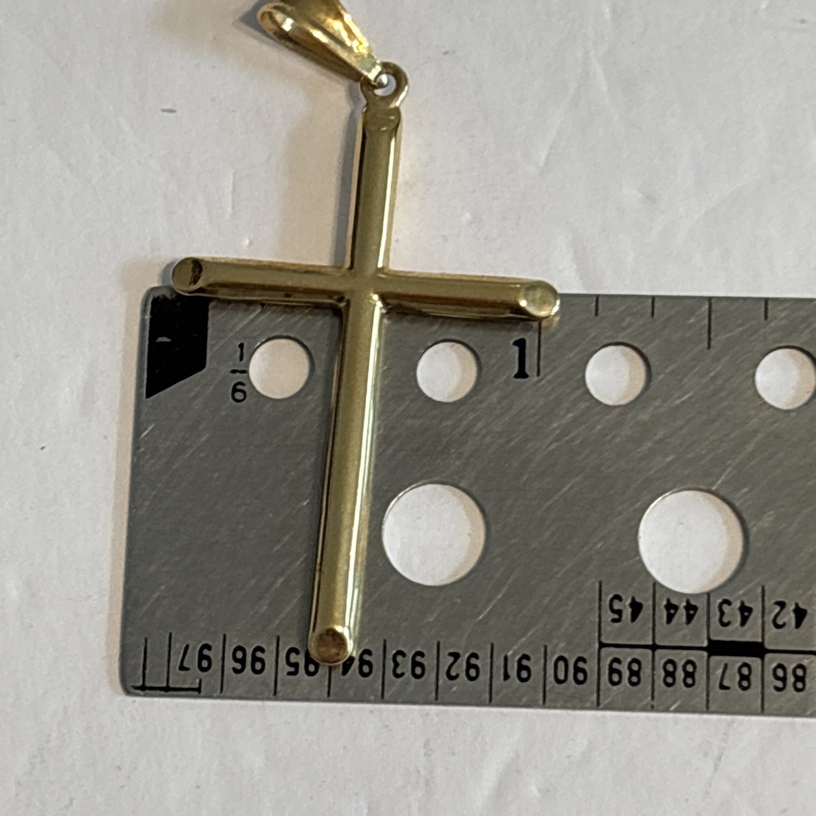 18K Real Gold Large Cross Pendant 1″ X 2″ 1.98 Grams