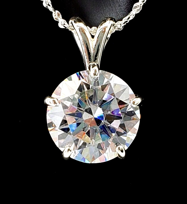 RARE 7 Ct Certified White Diamond Solitaire Pendant-FREE Diamond Studs