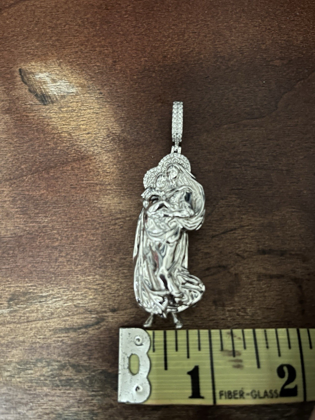 Sterling Silver Virgin Mary Pendant 29 Grams