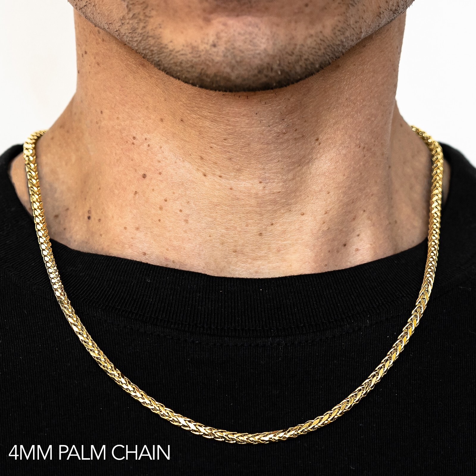 10k Yellow Gold 2.5mm-5mm Wheat Palm Chain Bracelet Size 7″-30″ Hollow