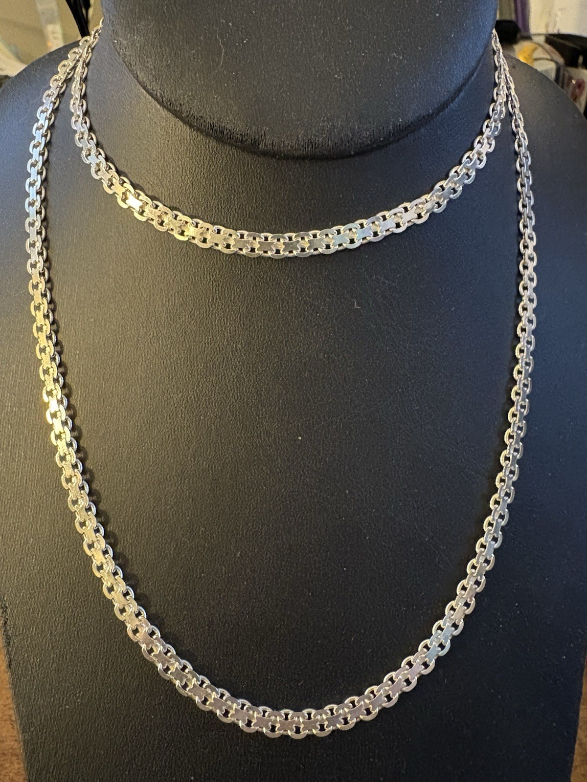 STERLING SILVER BISMARK NECKLACE! 28 Inches Long 4mm Thick!Goes With everything!