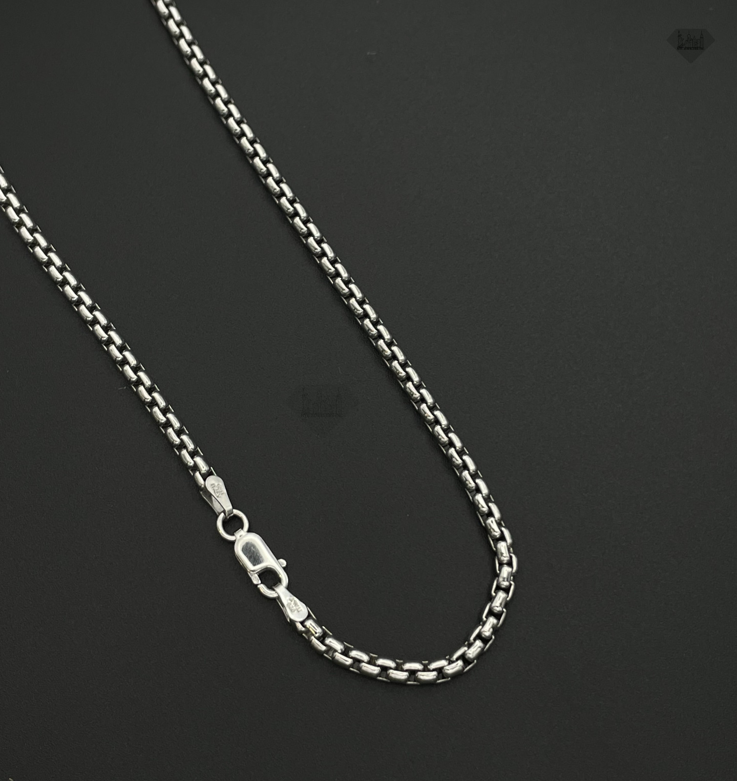 SOLID 925 STERLING SILVER Round Box Link Chain Necklace 4MM Strong and Sturdy
