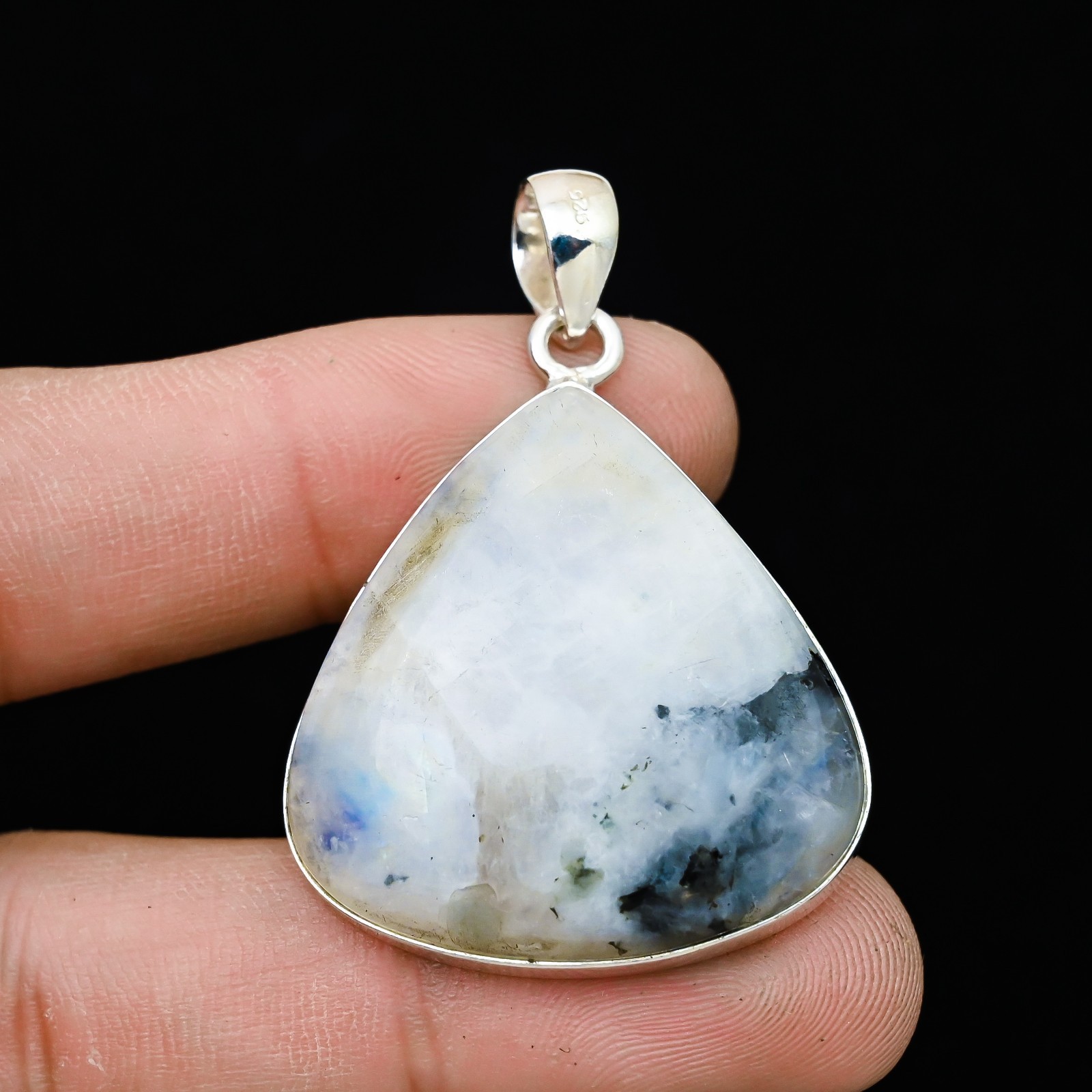 Rainbow Moonstone Gemstone 925 Sterling Silver Handmade Pendant Jewelry Gift For